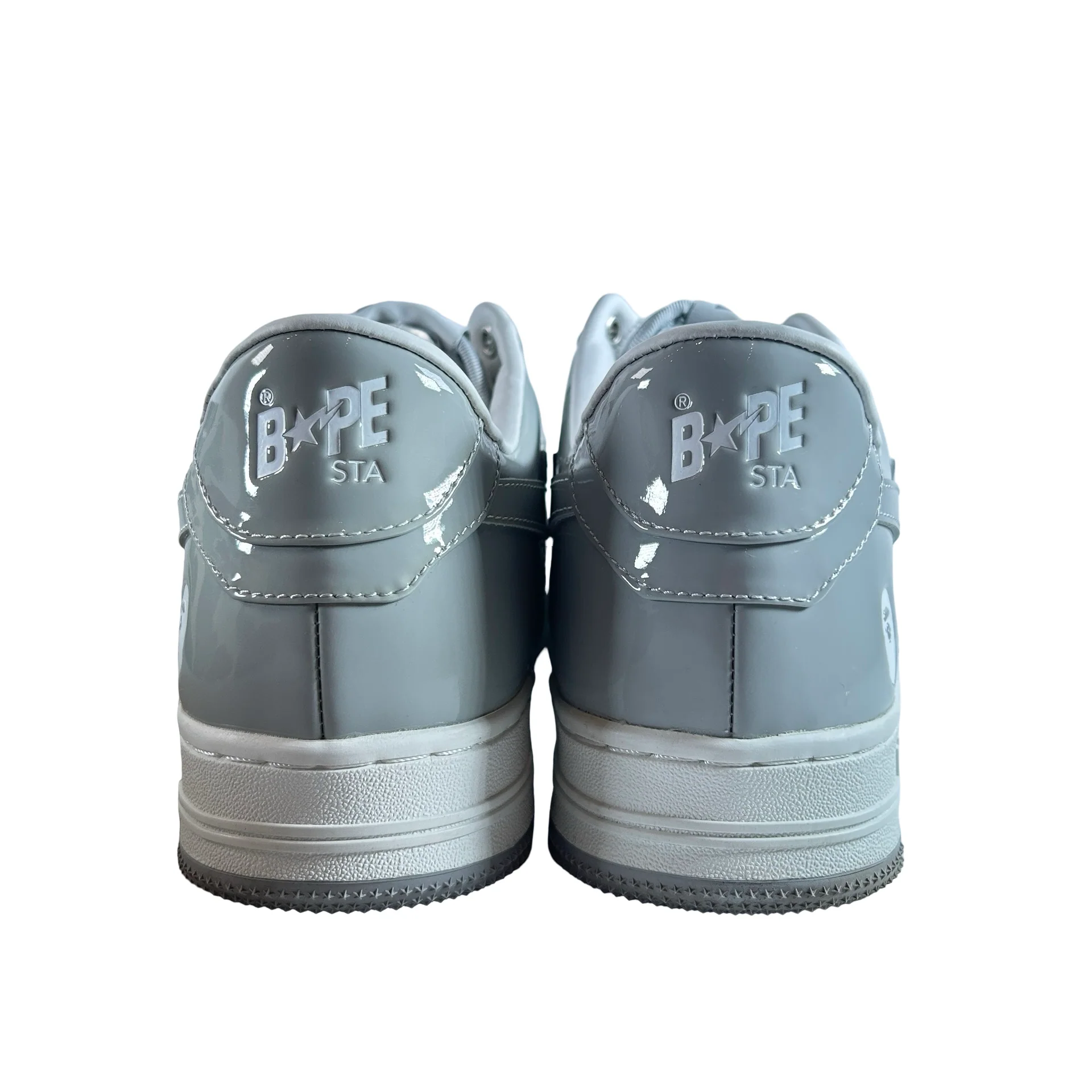 0ZXSHWX91001J-GYA A Bathing Ape Bape Sta Patent Leather White Grey (2023) [USED] - 11 M (Used) - Image 3