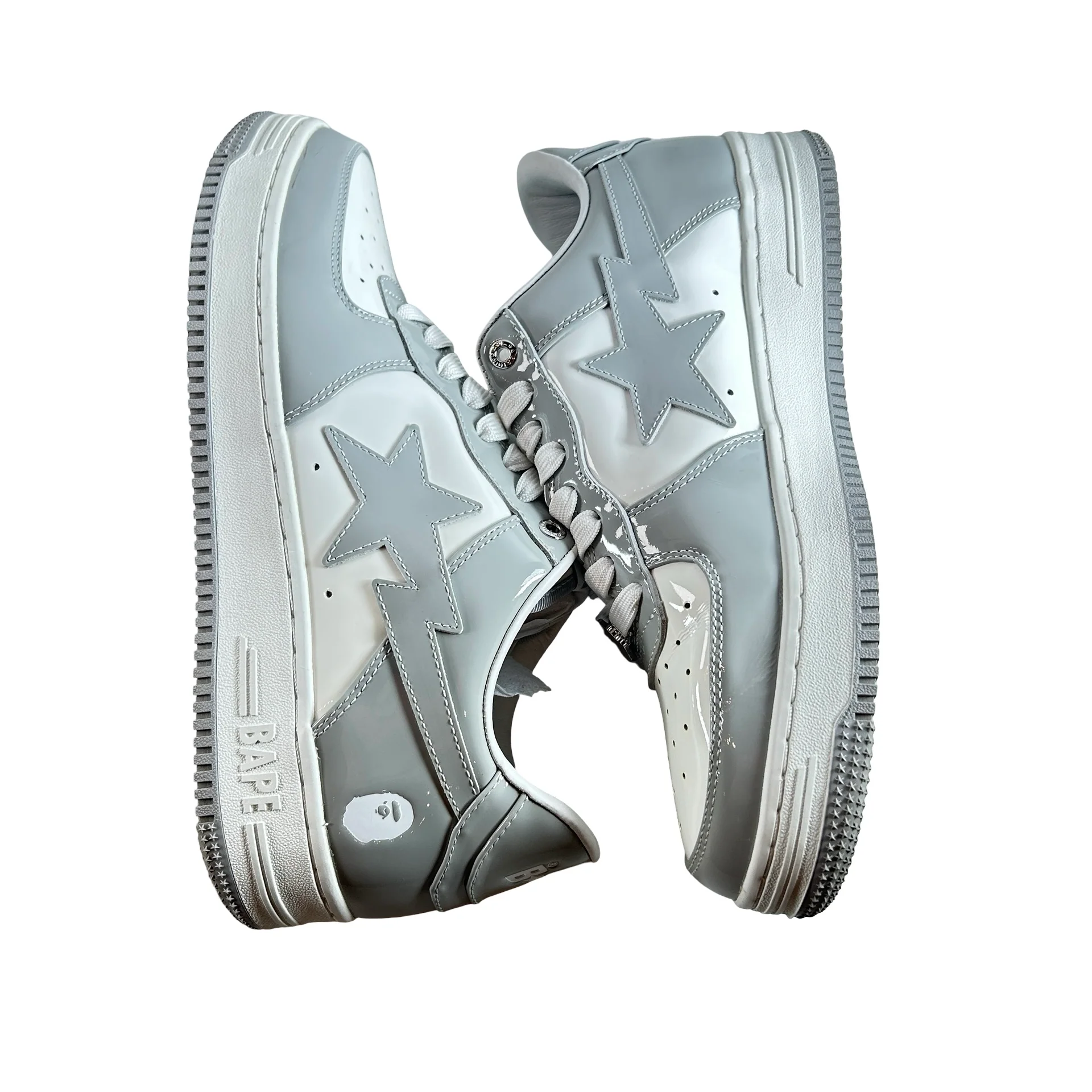 0ZXSHWX91001J-GYA A Bathing Ape Bape Sta Patent Leather White Grey (2023) [USED] - 11 M (Used) - Image 4