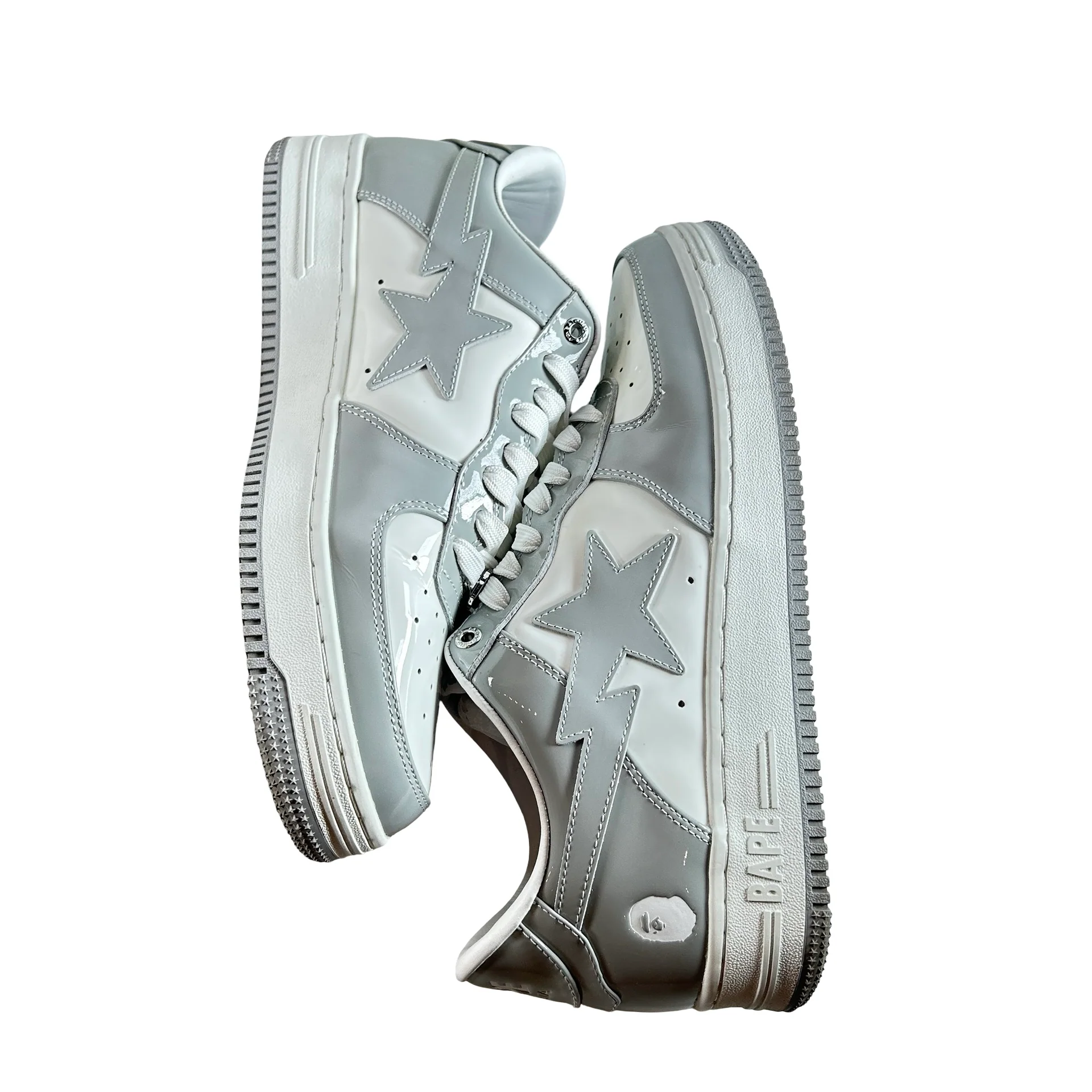 0ZXSHWX91001J-GYA A Bathing Ape Bape Sta Patent Leather White Grey (2023) [USED] - 11 M (Used) - Image 5