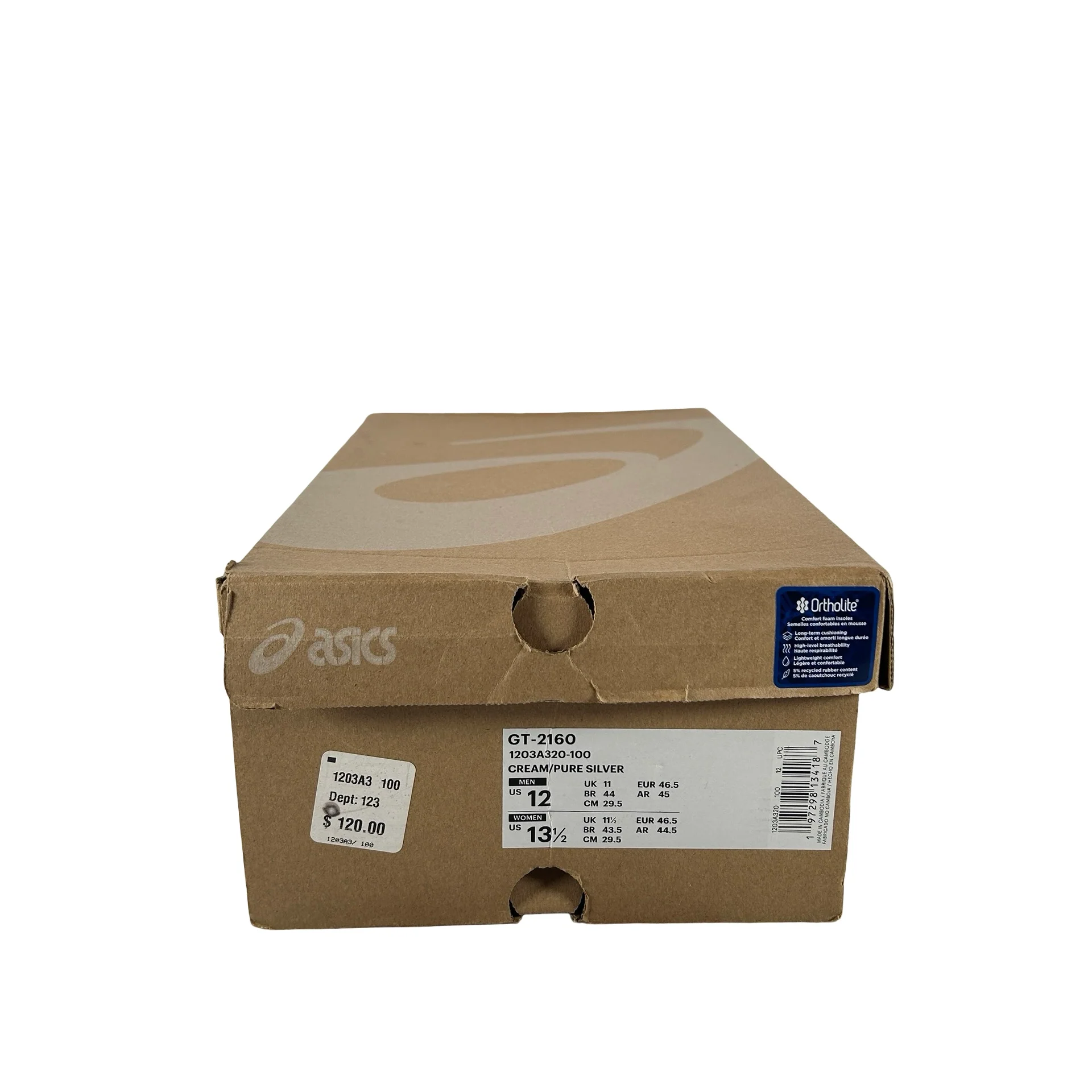 1203A320 100 ASICS GT-2160 Cream Pure Silver Gold [USED] - 12 M (Used) - Image 7