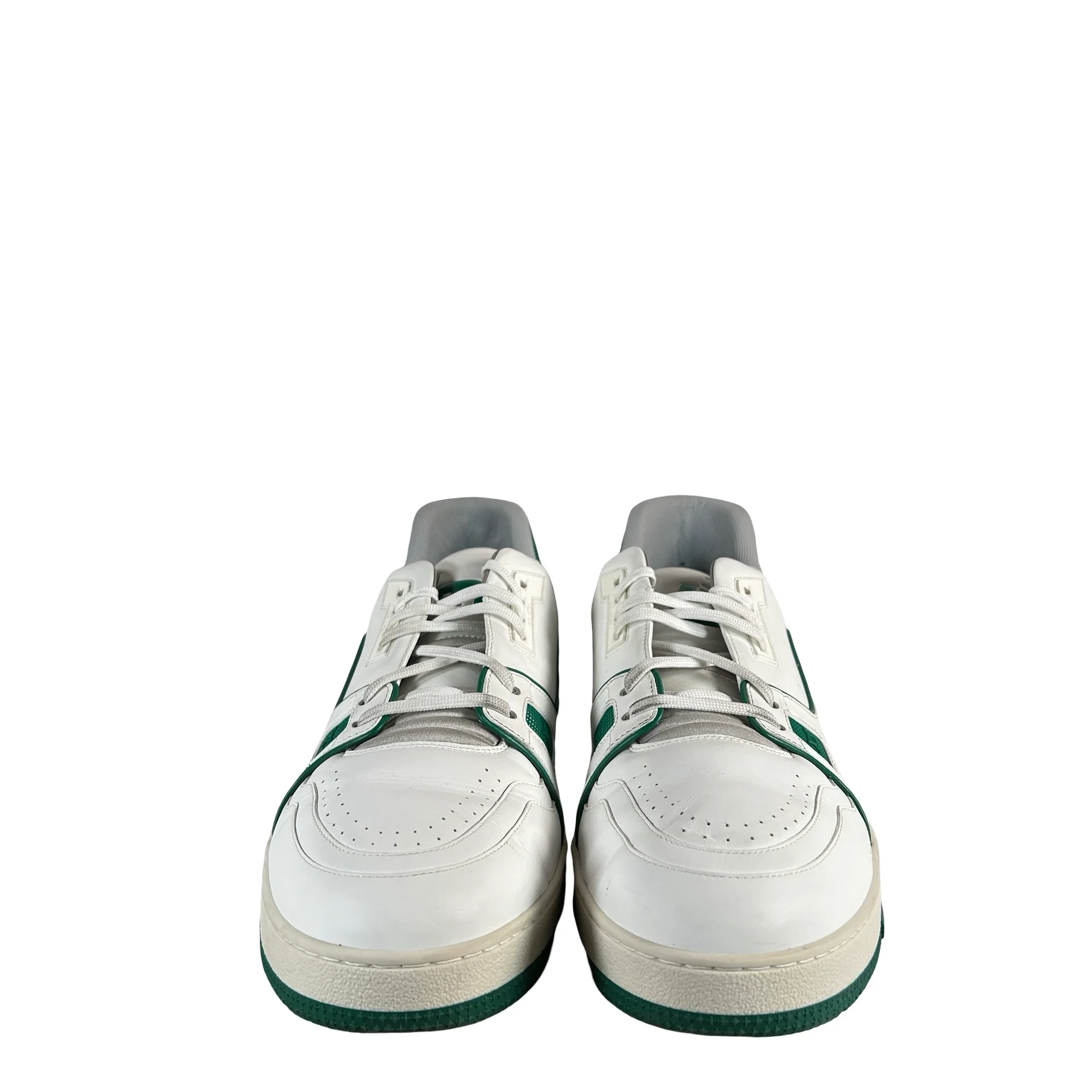 1A54HS Louis Vuitton LV Trainer Sneaker Low White Green [USED] - LV 13 (US 14.5) (Used) (No Box) - Image 2