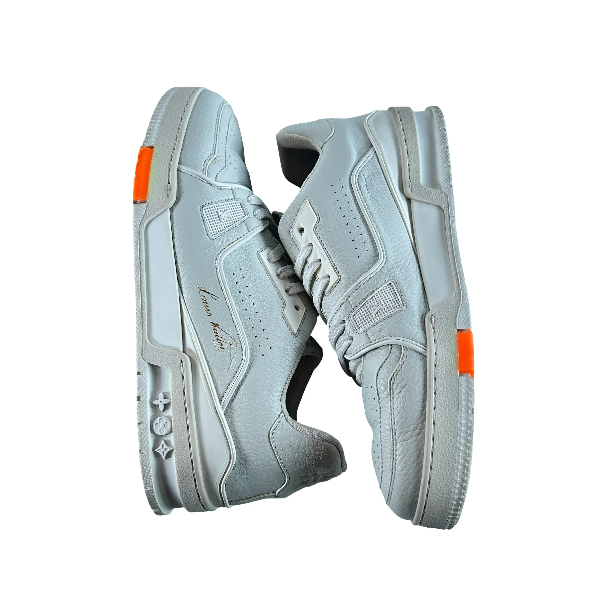 1A5A0S Louis Vuitton Trainer Low Top Grey Orange [USED] - 8 LV (9.5 US) (Used) - Image 4