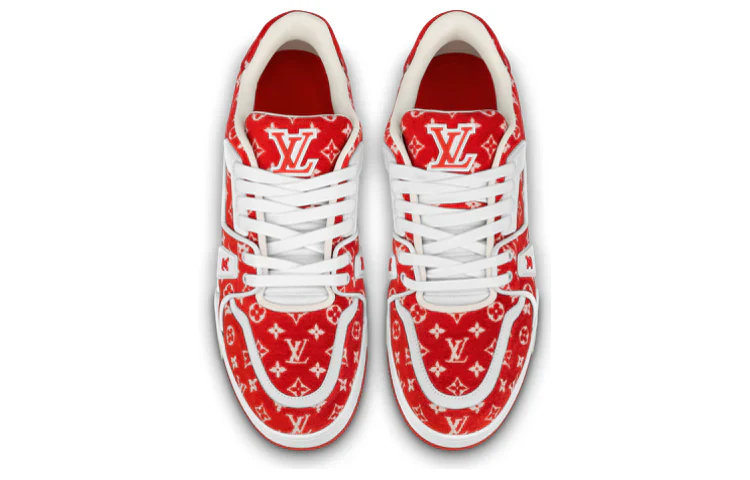 1ABFSU Louis Vuitton Trainer Red Monogram Textile [NO BOX] - Image 3