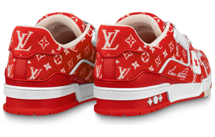 1ABFSU Louis Vuitton Trainer Red Monogram Textile [NO BOX] - Image 4