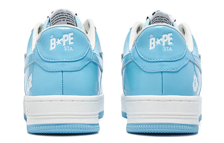 1I70 191 002 A Bathing Ape Bapesta Patent Leather Blue White Sax [CONDITIONAL] [REPLACE BOX] - Image 3