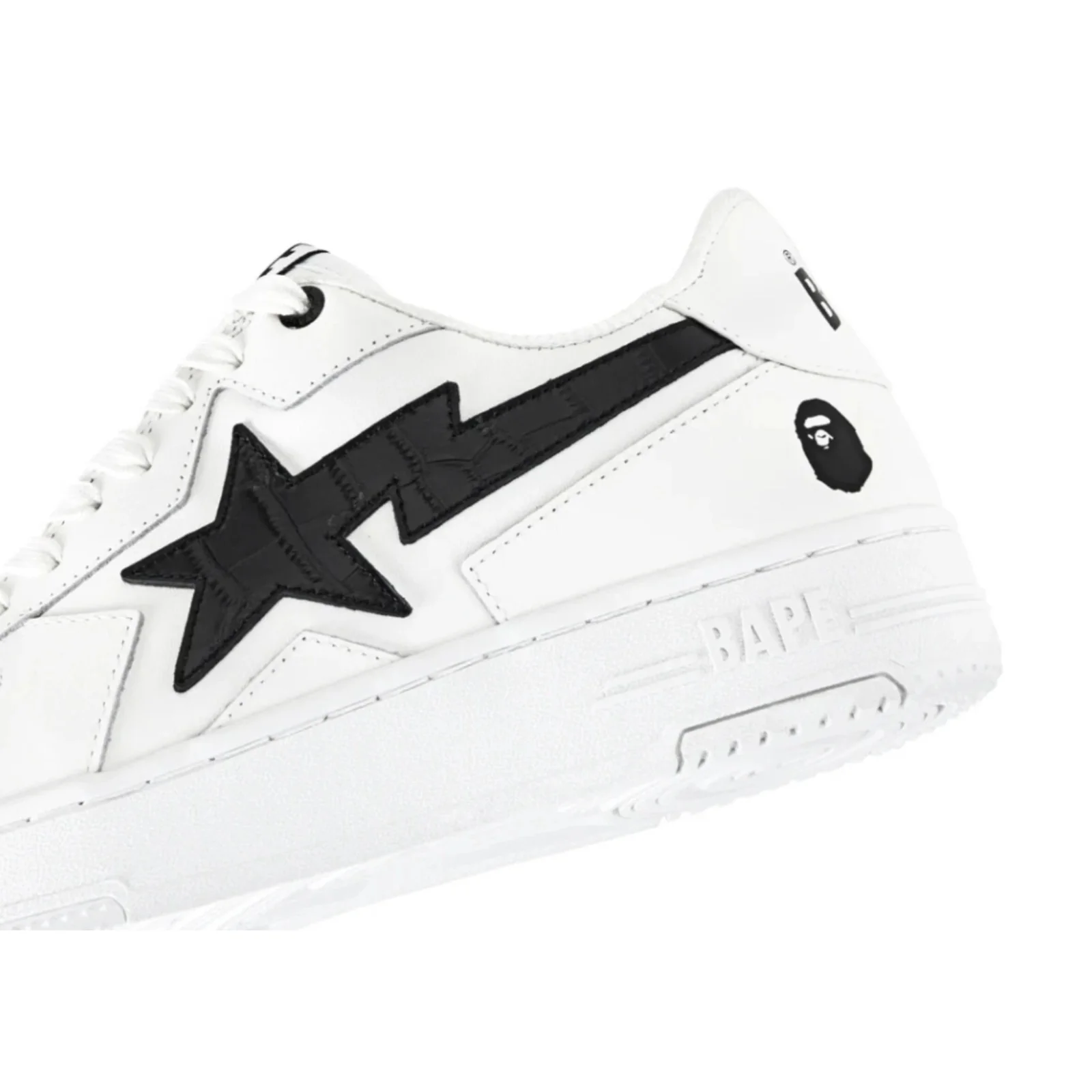 1L30191306 BLK A Bathing Ape Sta Icon #1 White Black Croc - Image 5