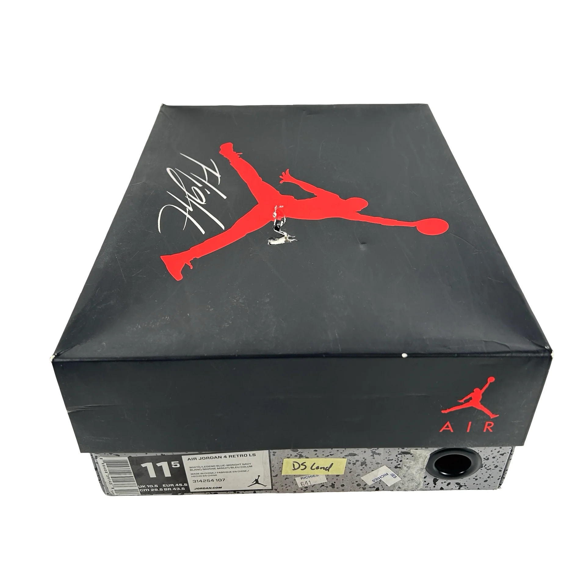 314254 107 Jordan 4 Retro Columbia (2015) [CONDITIONAL] - 11.5 M (Air Bubble Yellowing) (Damaged Lid) - Image 7
