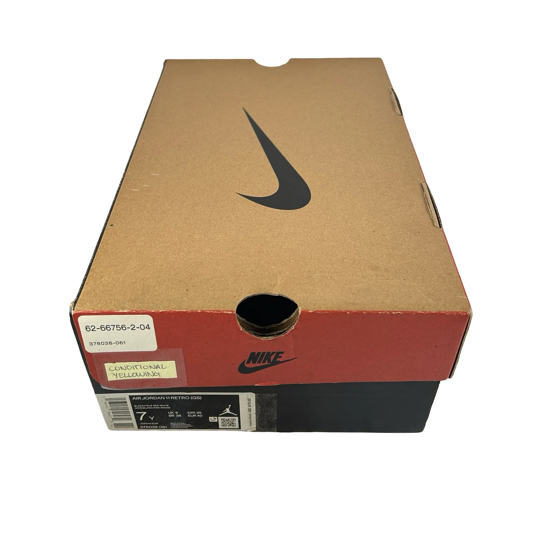 378038 061 Jordan 11 Retro Playoffs Bred (2019) (GS) [CONDITIONAL] - 7 Y (Yellowing) - Image 7