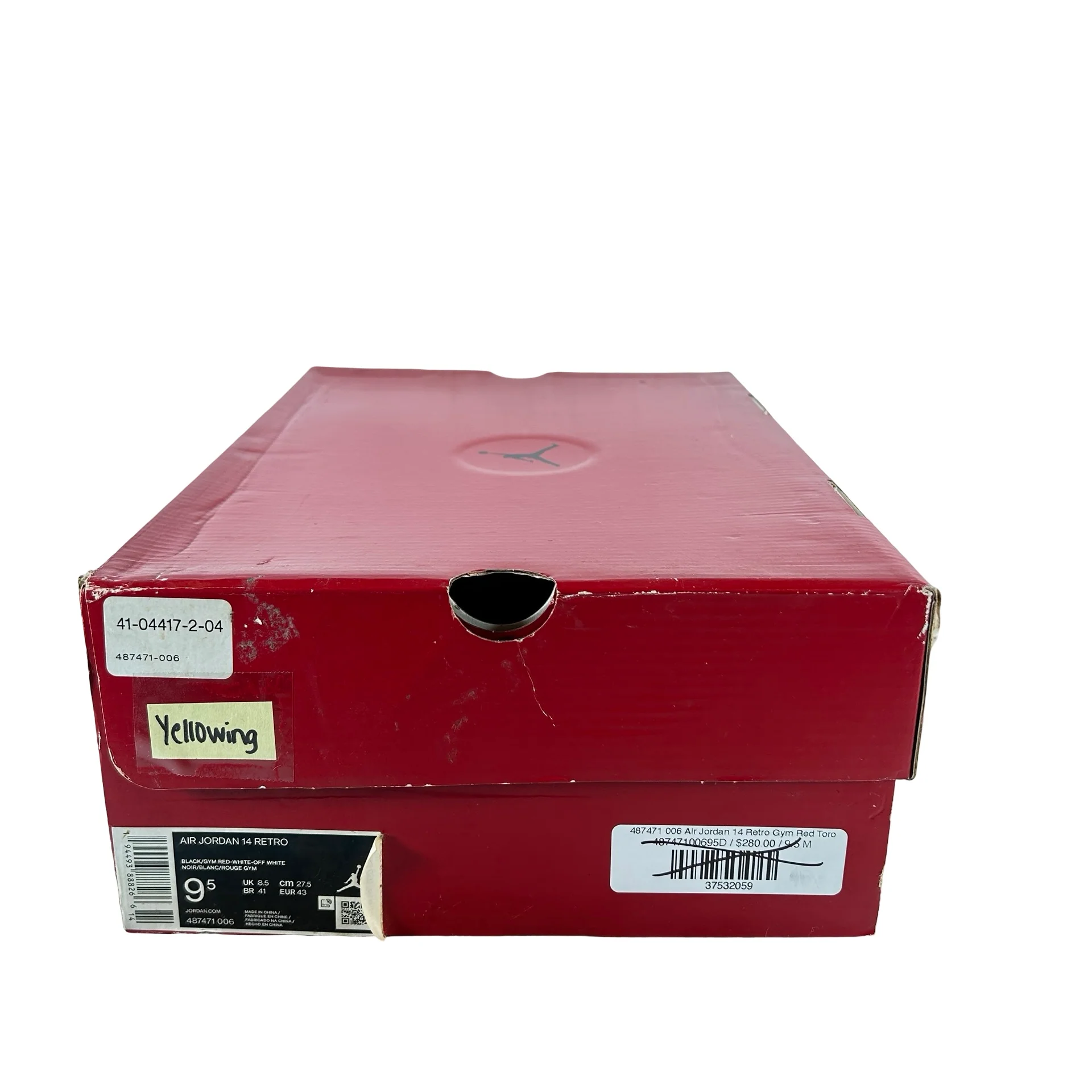487471 006 Jordan 14 Retro Gym Red Toro - 9.5 M (Yellowing Midsole) - Image 7