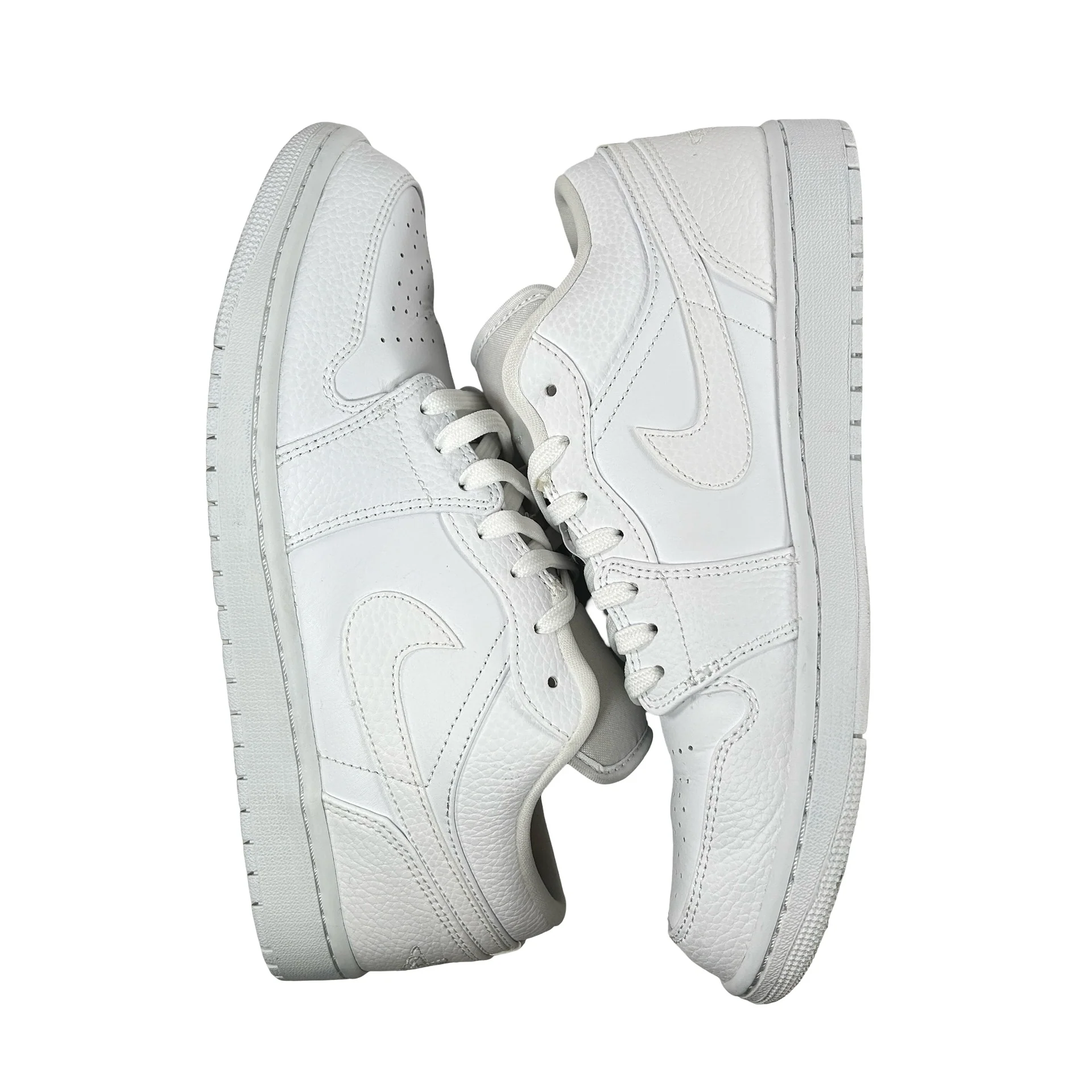 553558 130 Jordan 1 Low Triple White Tumbled Leather [USED] - 10 M (Used) - Image 4