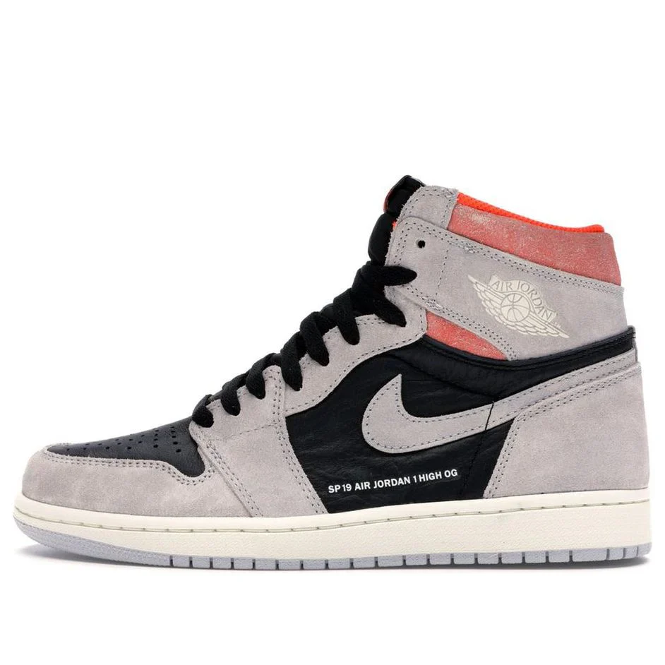 555088 018 Air Jordan 1 Retro High Neutral Grey Hyper Crimson