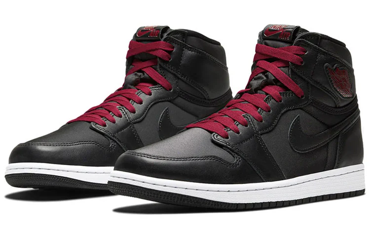 555088 060 Air Jordan 1 Retro High Black Satin Gym Red - Image 3