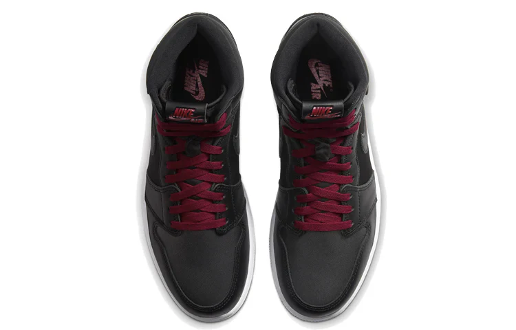 555088 060 Air Jordan 1 Retro High Black Satin Gym Red - Image 4