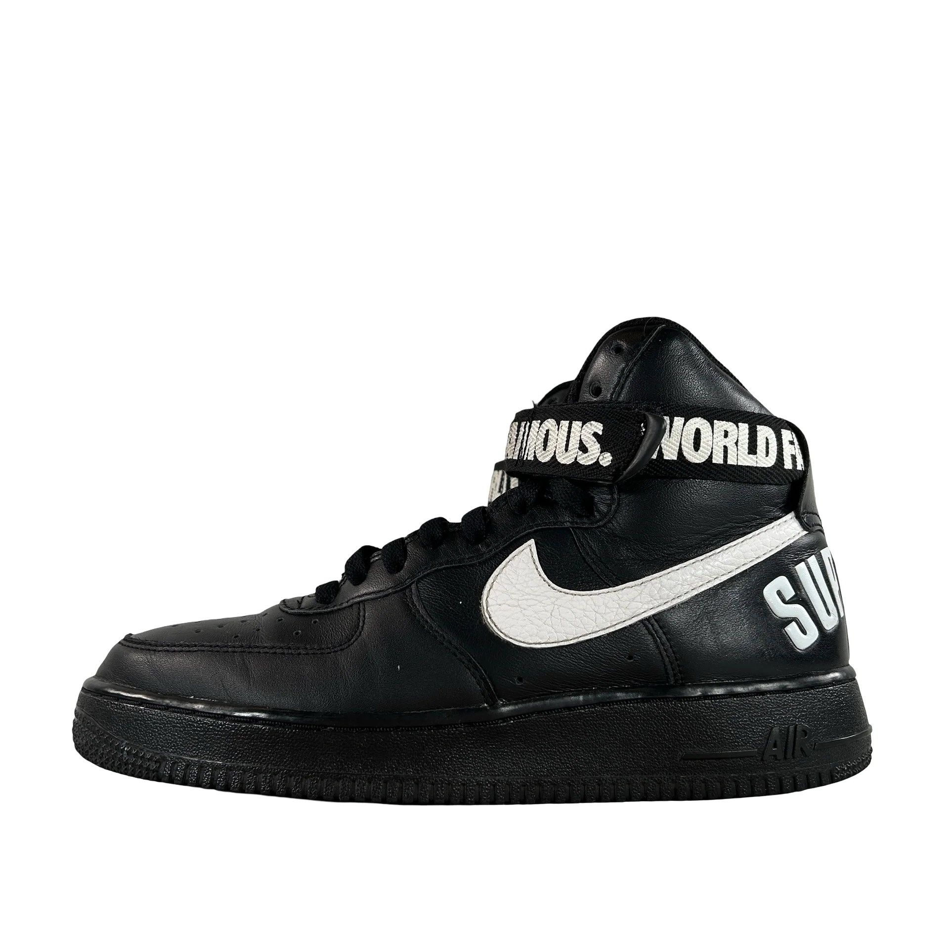 698696 010 Nike Air Force 1 High Supreme World Famous Black [USED] - 8 M (Used) (No Box)