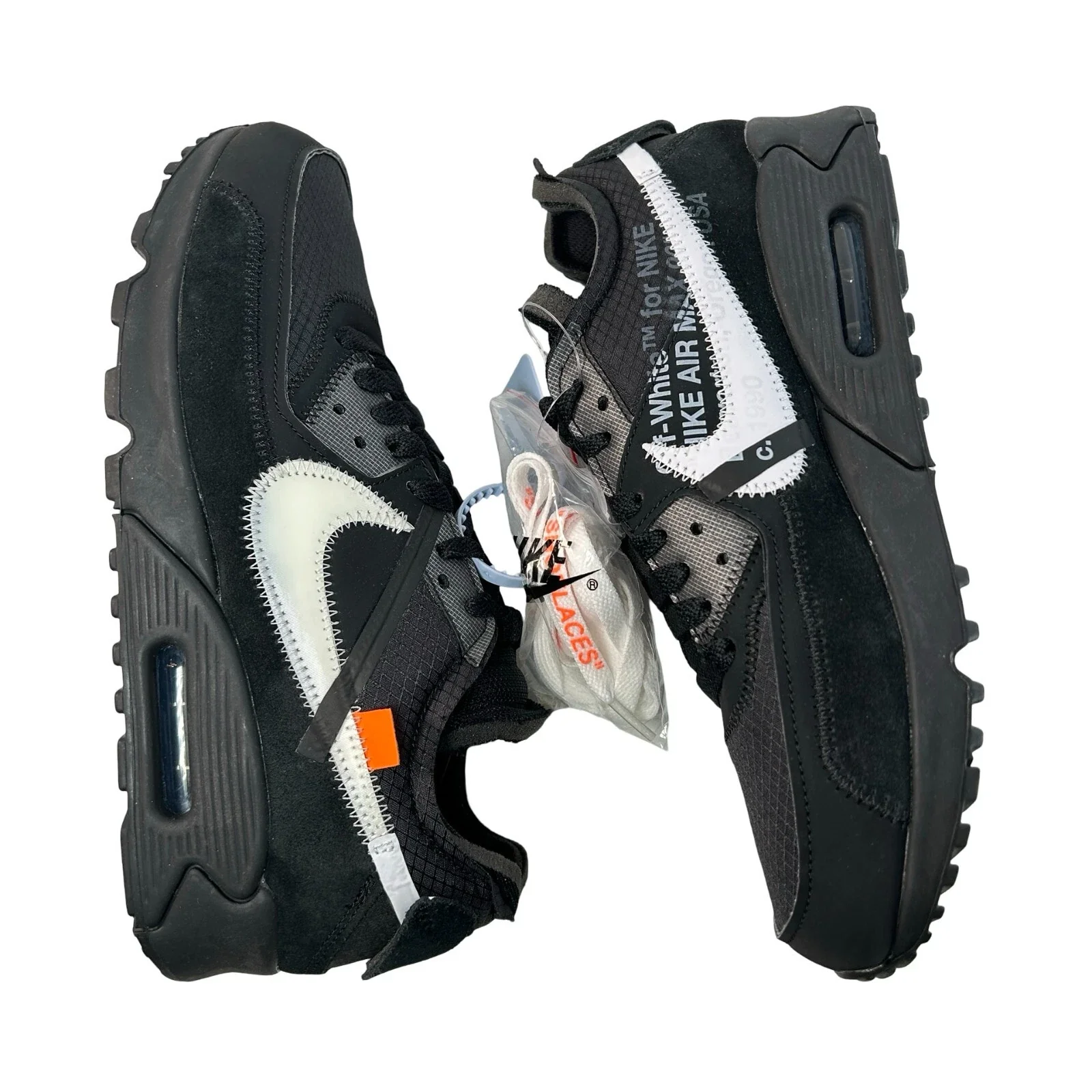 AA7293 001 Air Max 90 Off-White Black - 8 M (Swooshes Slightly Yellowing) - Image 4
