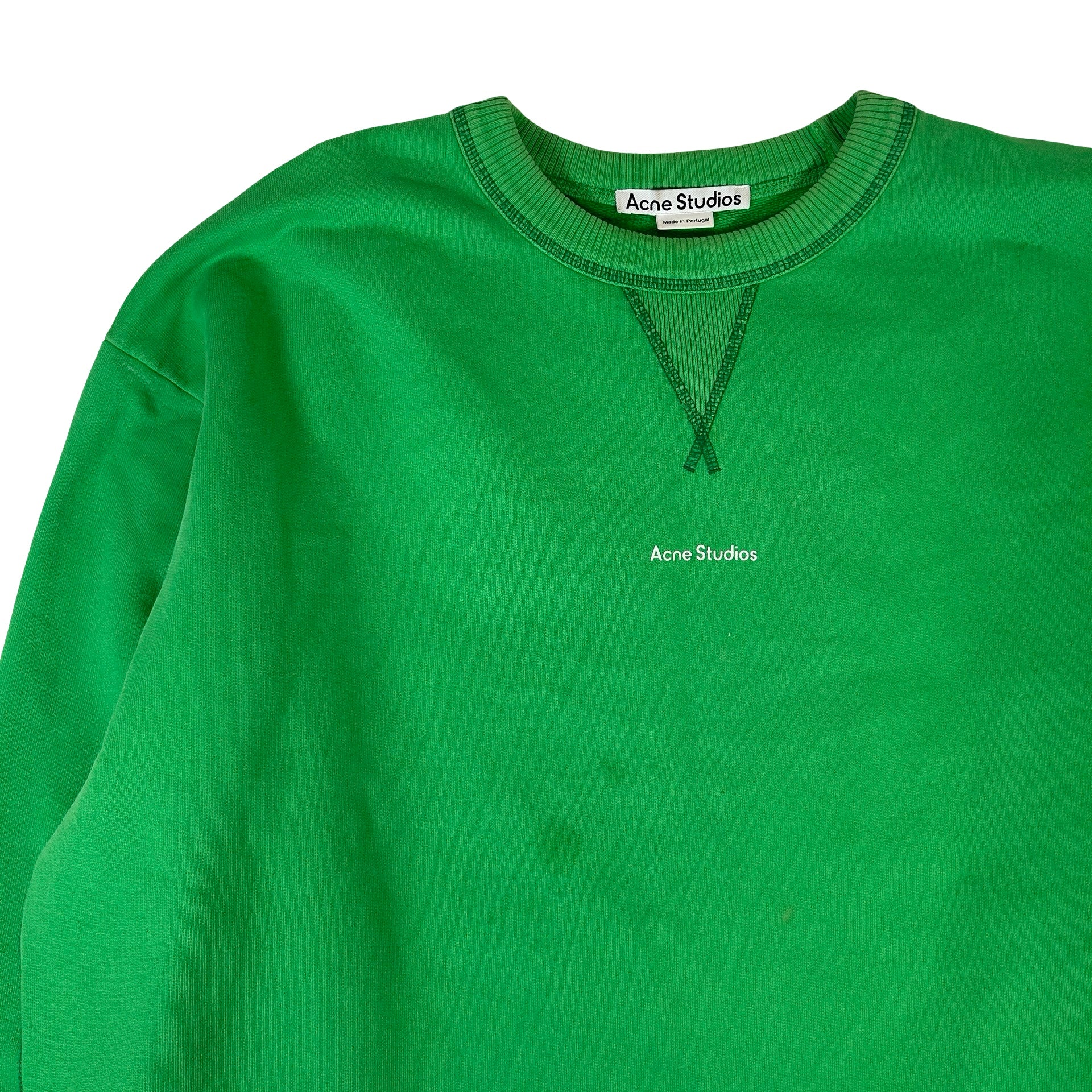 Acne Studios Logo Print Sweatshirt Bright Green [USED] - L (Used) - Image 3