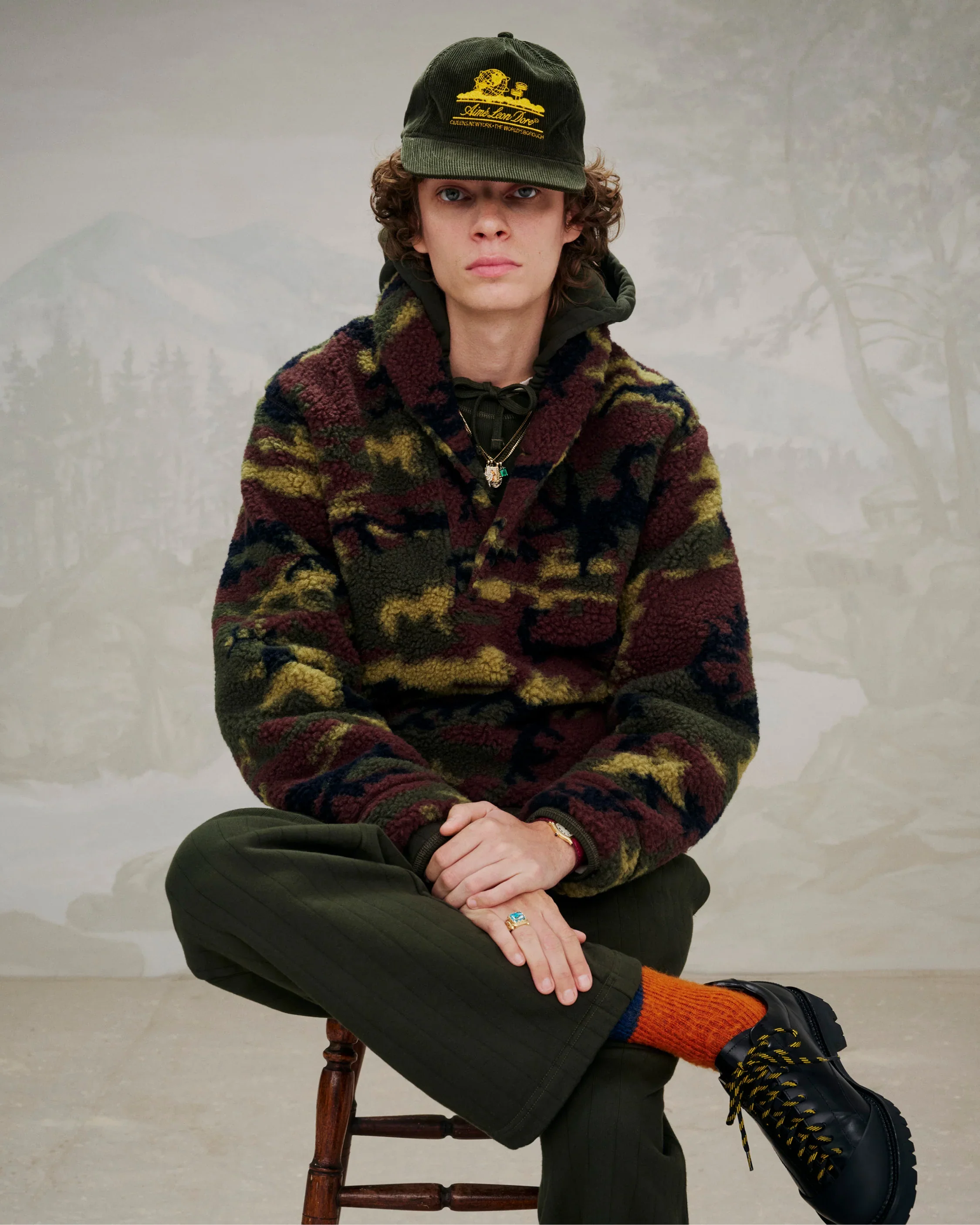 Aime Leon Dore Camo Shawl Collar Fleece Pullover [USED] - M (Used) - Image 2