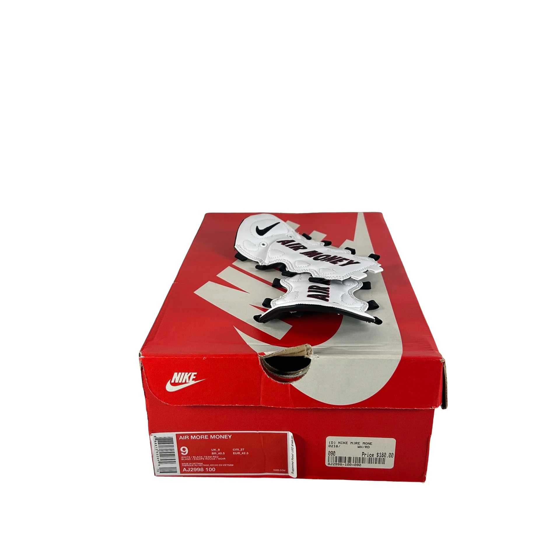 AJ2998 100 Nike Air More Money White Black Team Red [USED] - 9 M (Used) - Image 7