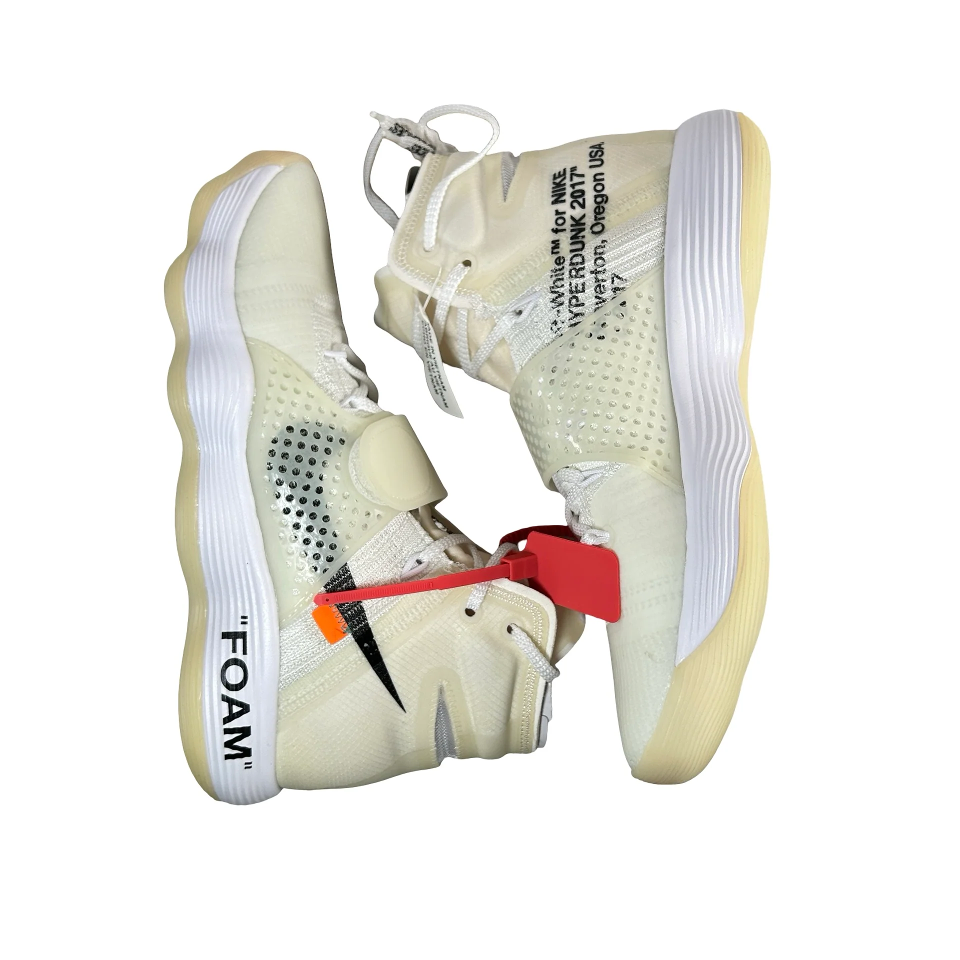 AJ4578 100 Nike React Hyperdunk 2017 Flyknit Off-White - 10 M (Yellowing) - Image 4