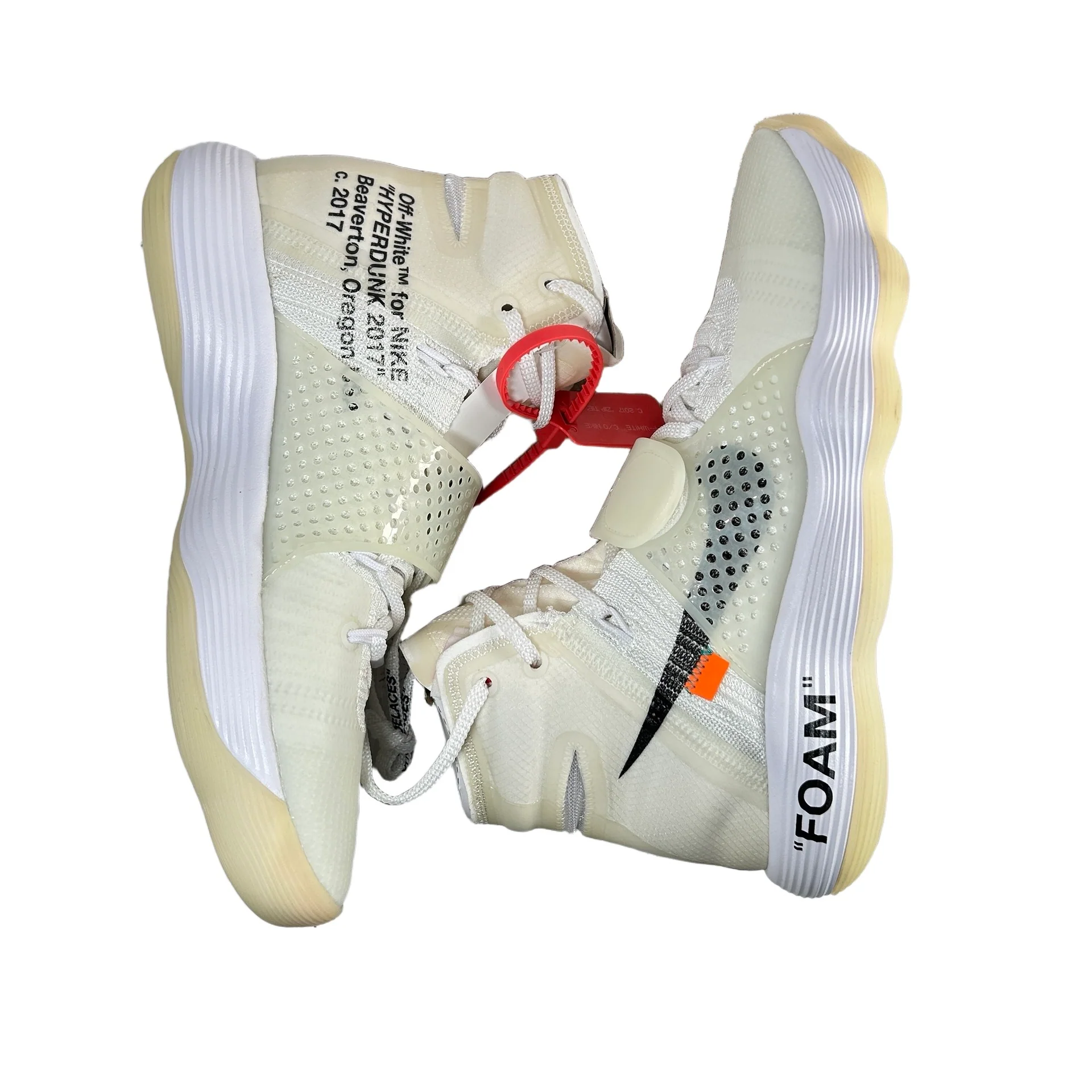 AJ4578 100 Nike React Hyperdunk 2017 Flyknit Off-White - 10 M (Yellowing) - Image 5