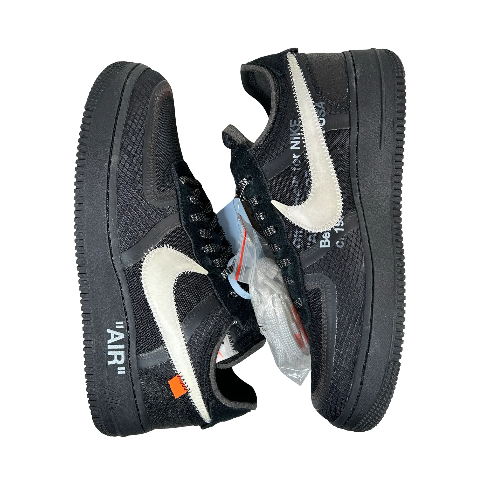 AO4606 001 Nike Air Force 1 Low Off-White Black White - 9 M (Swooshes Slightly Yellowing) - Image 4