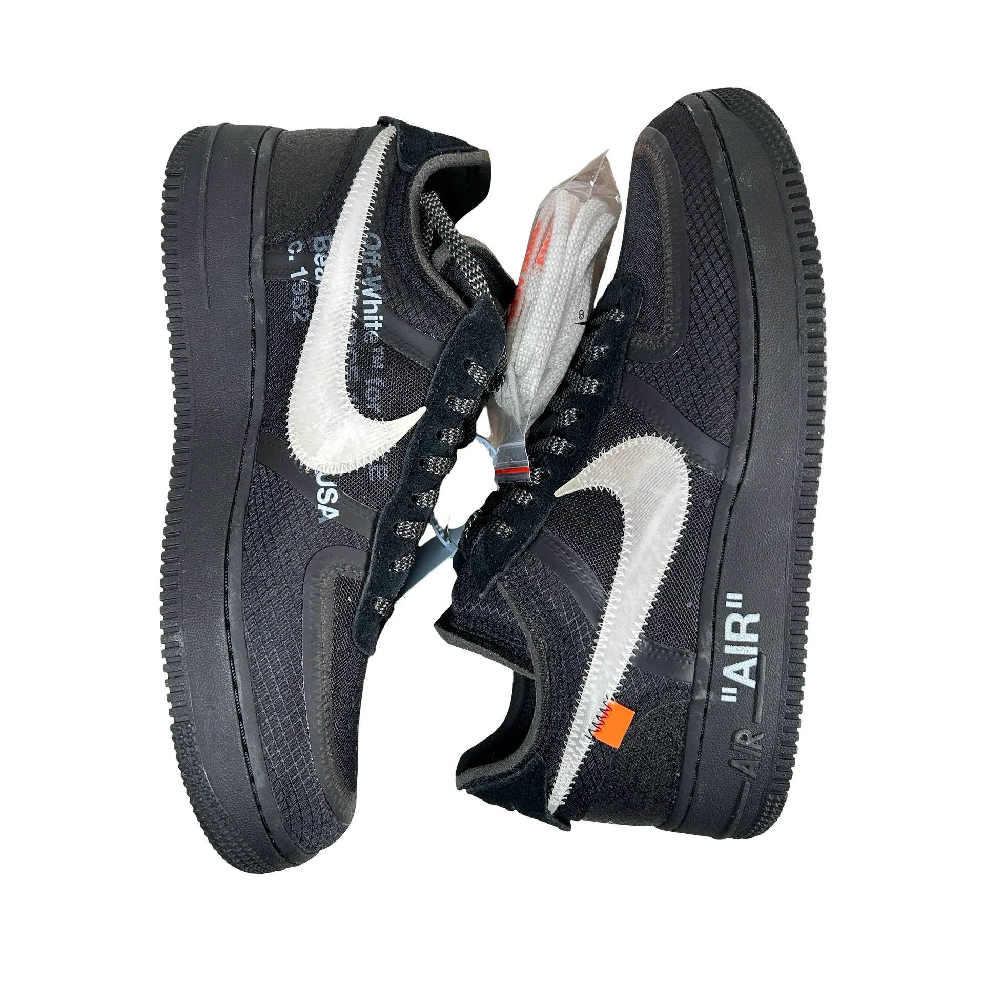 AO4606 001 Nike Air Force 1 Low Off-White Black White - 9 M (Swooshes Slightly Yellowing) - Image 6