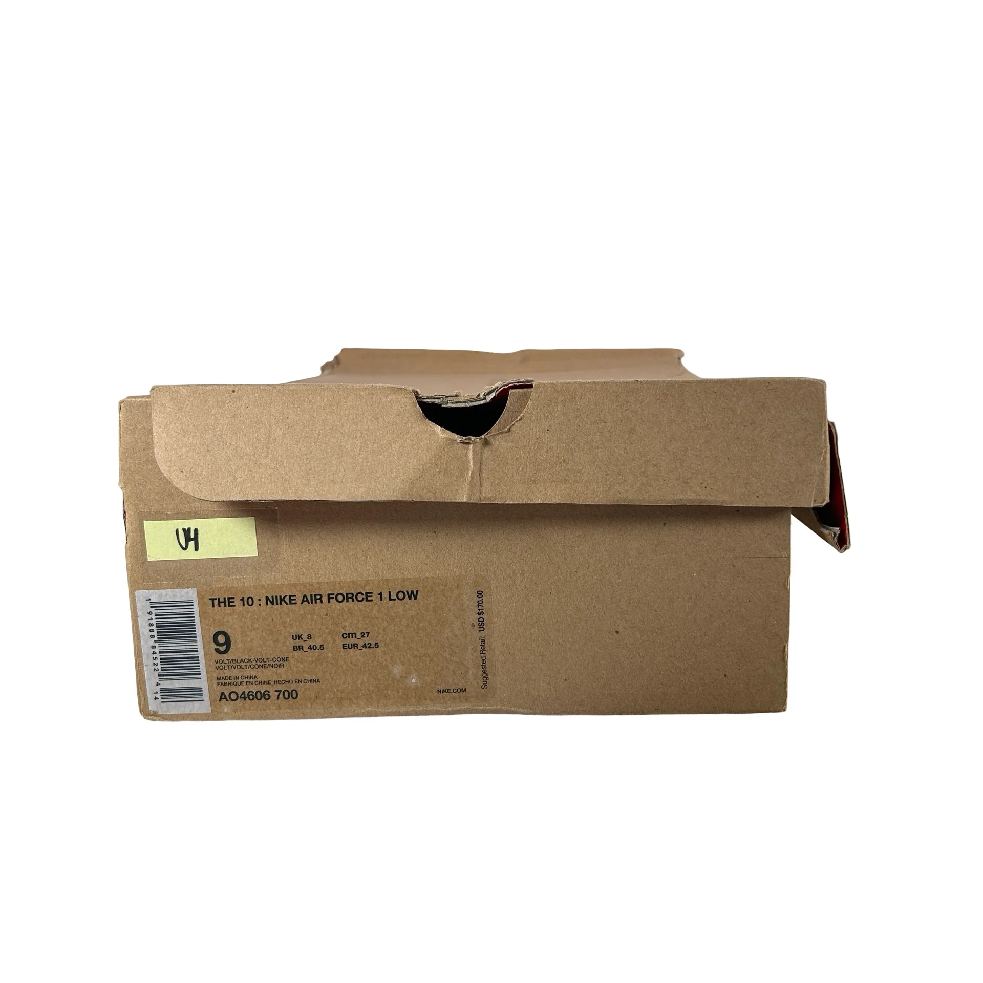 AO4606 700 Nike Air Force 1 Low Off-White Volt [USED] - 9 M (Used4) - Image 7