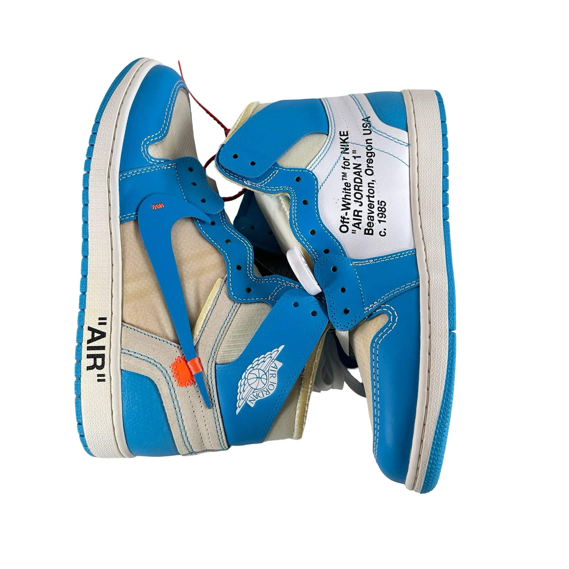 AQ0818 148 Air Jordan 1 Retro High Off-White University Blue - 10.5 M (Yellowing) - Image 4