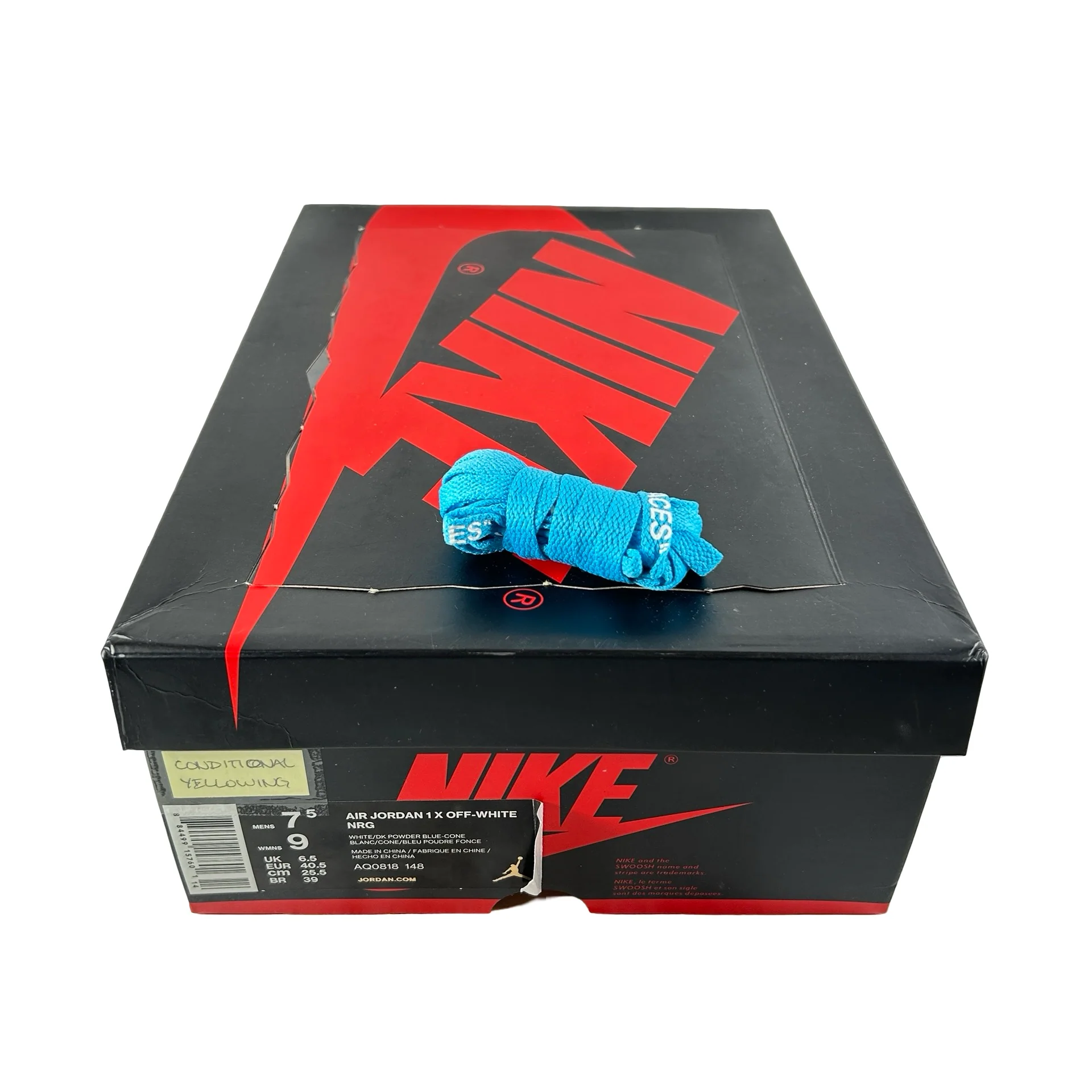 AQ0818 148 Jordan 1 Retro High Off-White UNC [CONDITIONAL] - 7.5 M (Yellowing) - Image 6