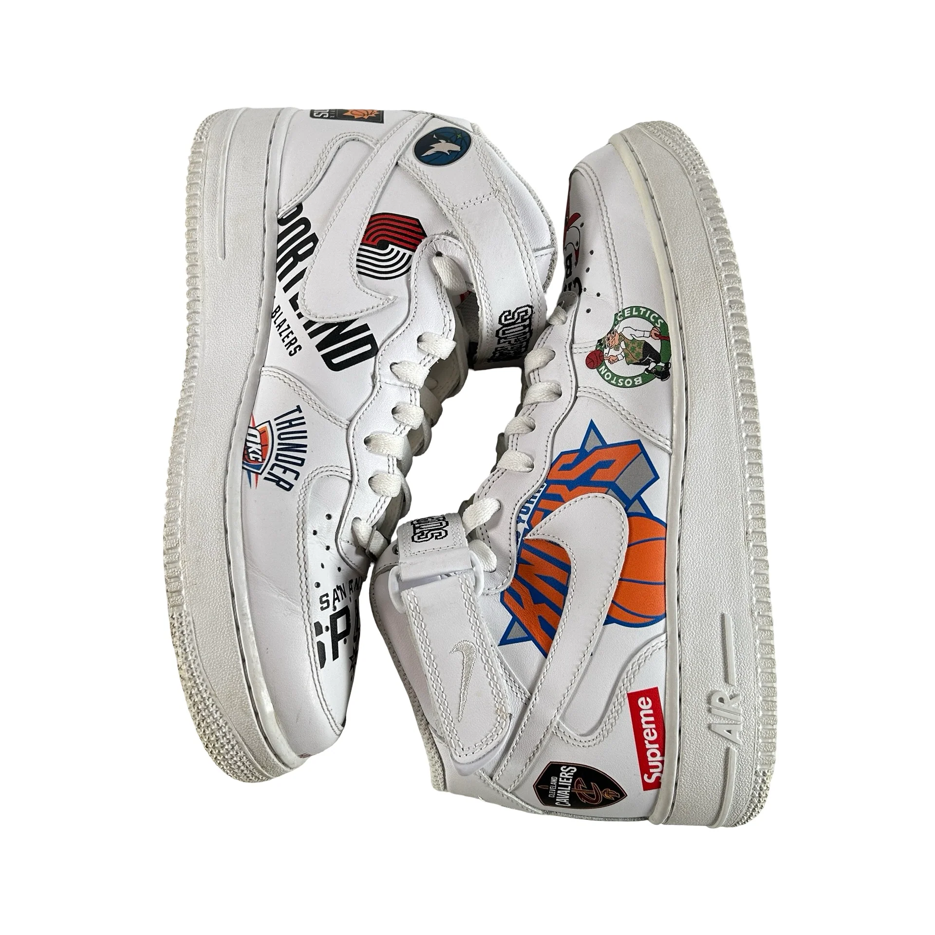 AQ8017 100 Nike Air Force 1 Mid Supreme NBA White [USED] - 9 M (Used) - Image 4