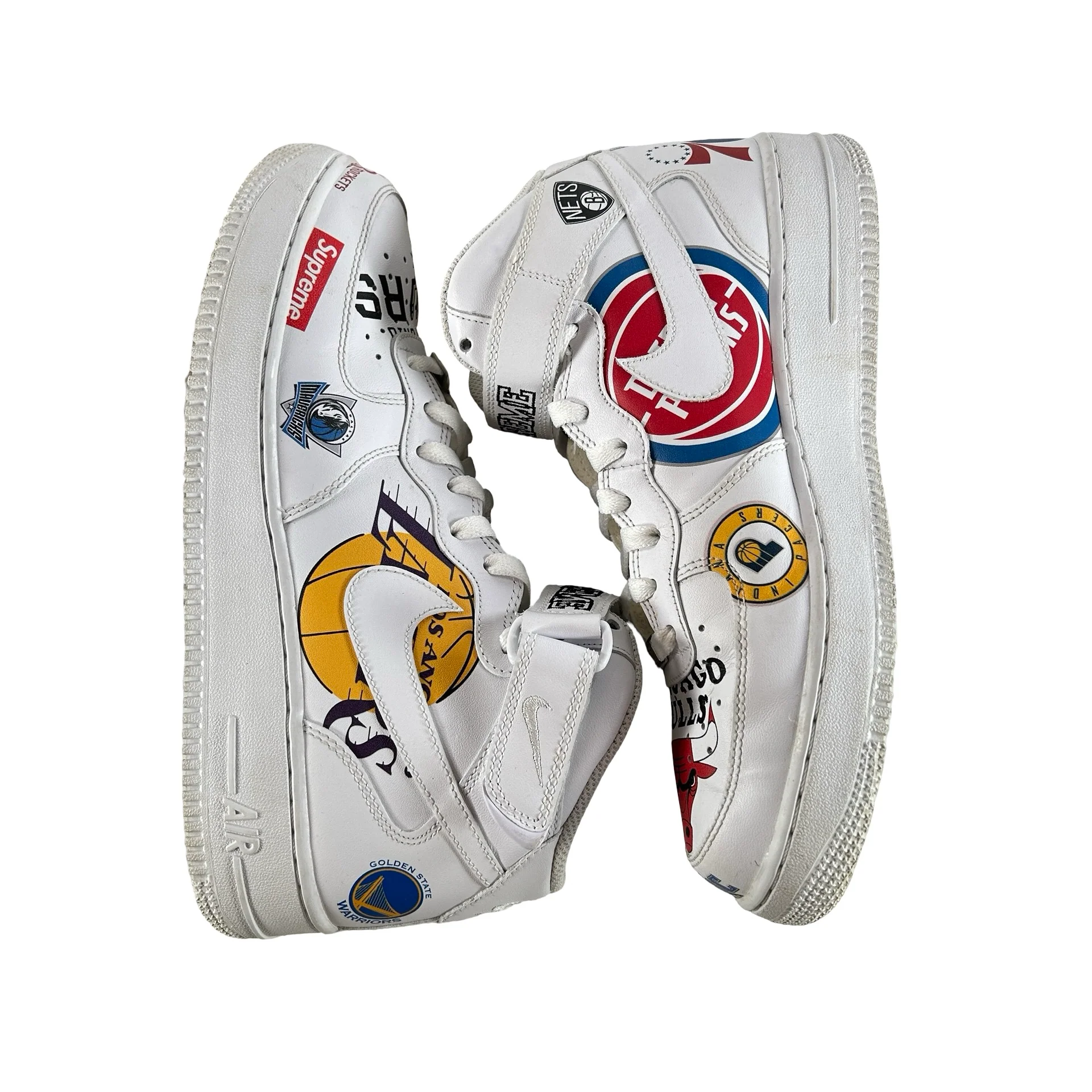 AQ8017 100 Nike Air Force 1 Mid Supreme NBA White [USED] - 9 M (Used) - Image 5