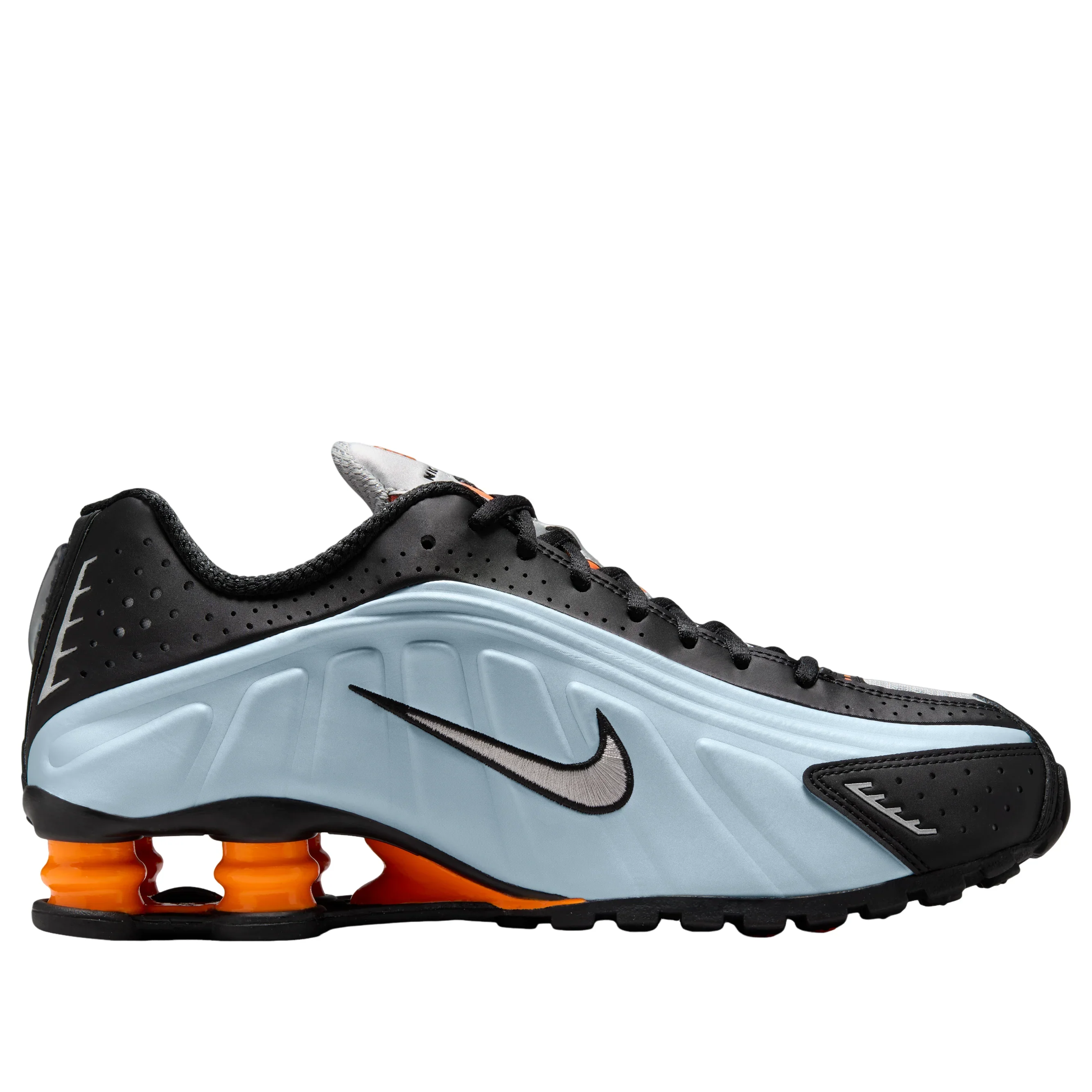 AR3565 401 Nike Shox R4 Blue Tint Total Orange Black Metallic Silver (Women's) - Image 2