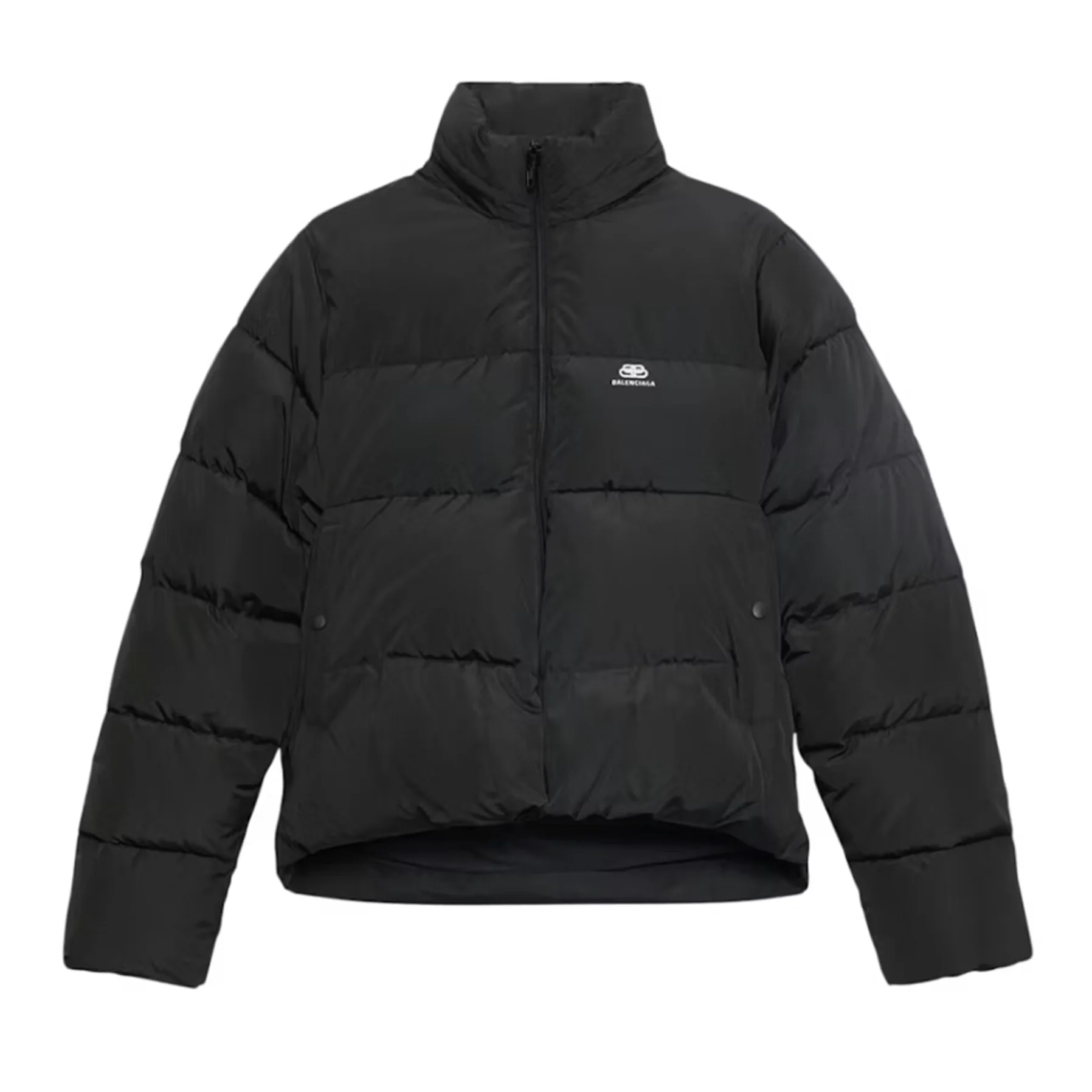 Balenciaga Womens C-Shape Puffer Jacket Black/White Logo