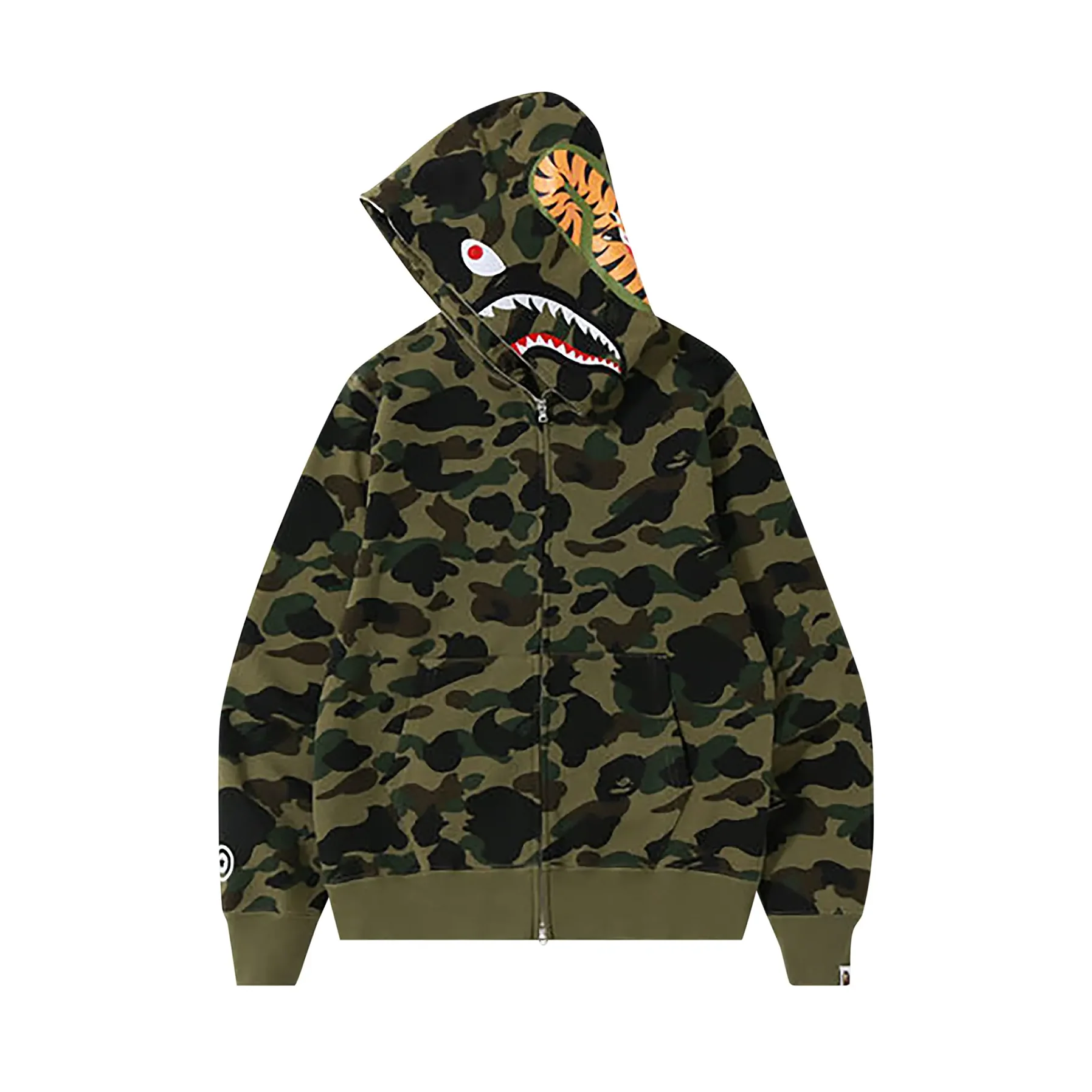 BAPE A Bathing Ape 1st Camo Shark Full Zip Hoodie Green [USED] - M (Used) - Image 2
