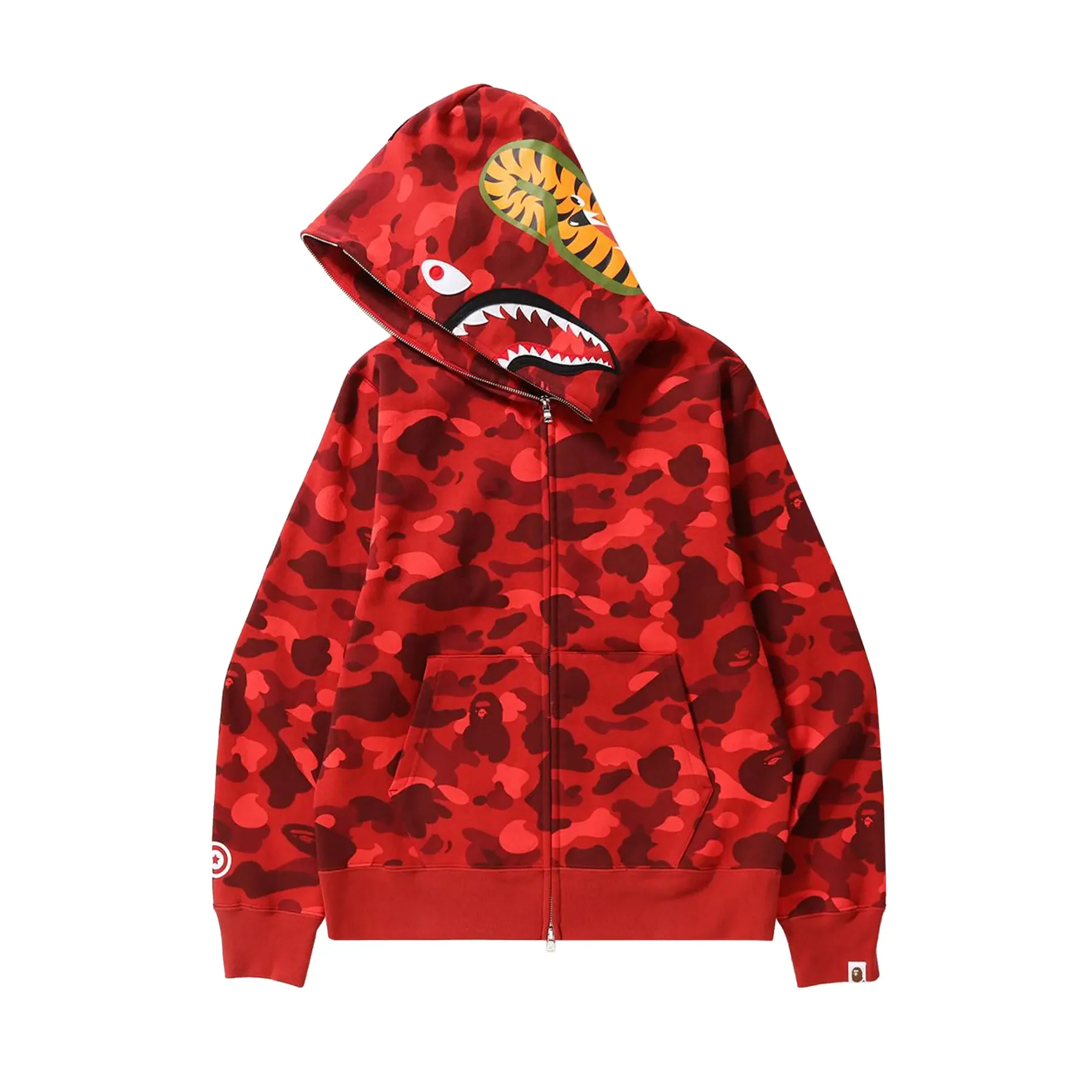 BAPE Color Camo Shark Full Zip Hoodie Red [USED] - XL (Used) - Image 2