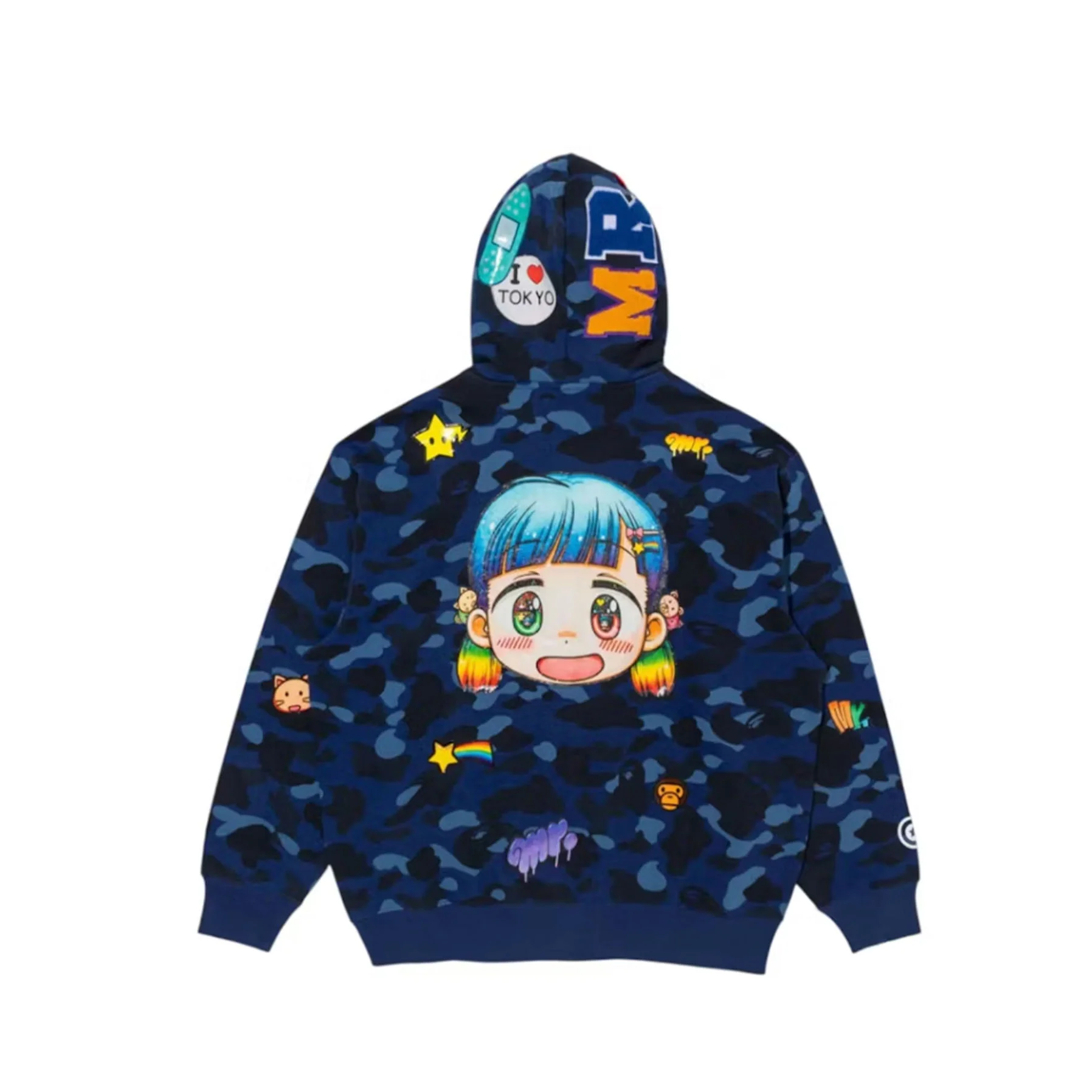 BAPE x Mr Shark Full Zip Hoodie Blue/Multi [USED] - M (Used) - Image 2