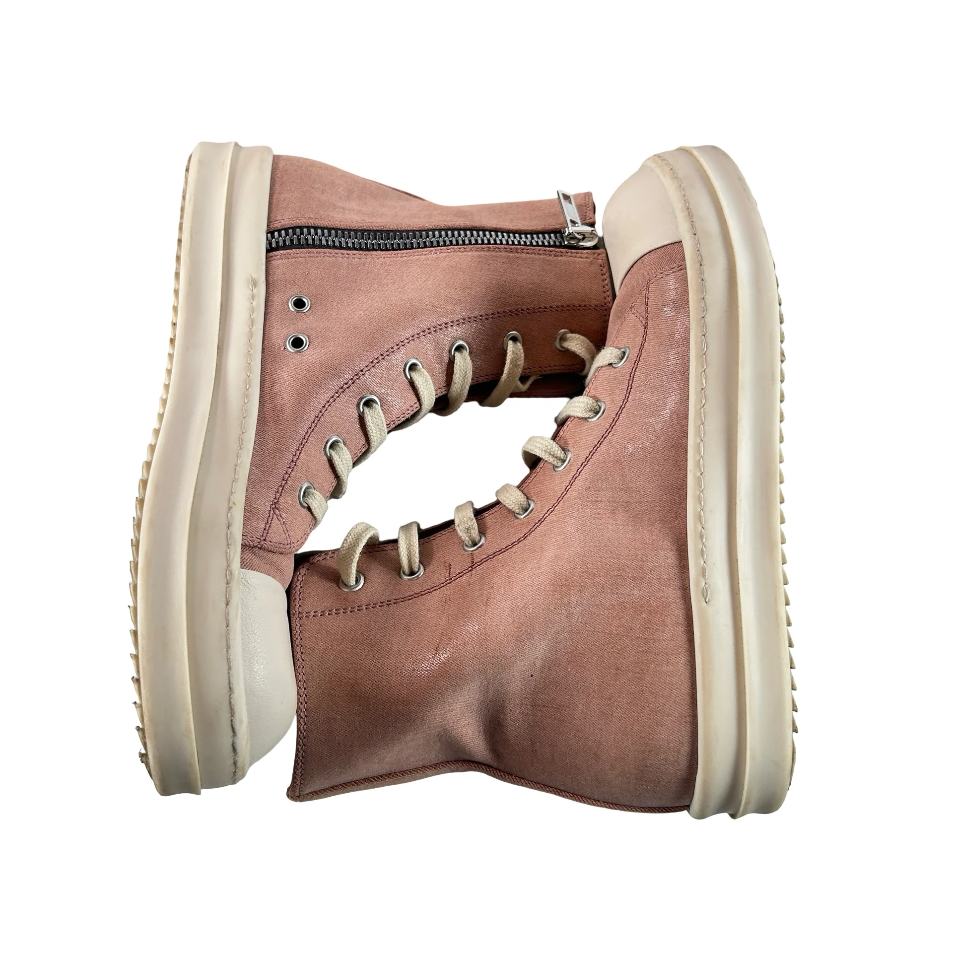 BG01D4895 SCF Rick Owens Denim High Top Sneakers Dark Pink Milk [USED] - 35 EU (4 US) (Used) - Image 4