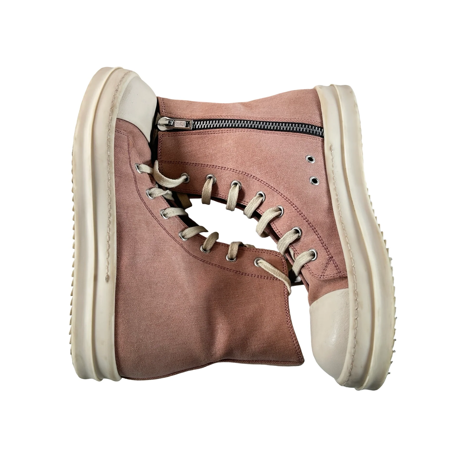 BG01D4895 SCF Rick Owens Denim High Top Sneakers Dark Pink Milk [USED] - 35 EU (4 US) (Used) - Image 5