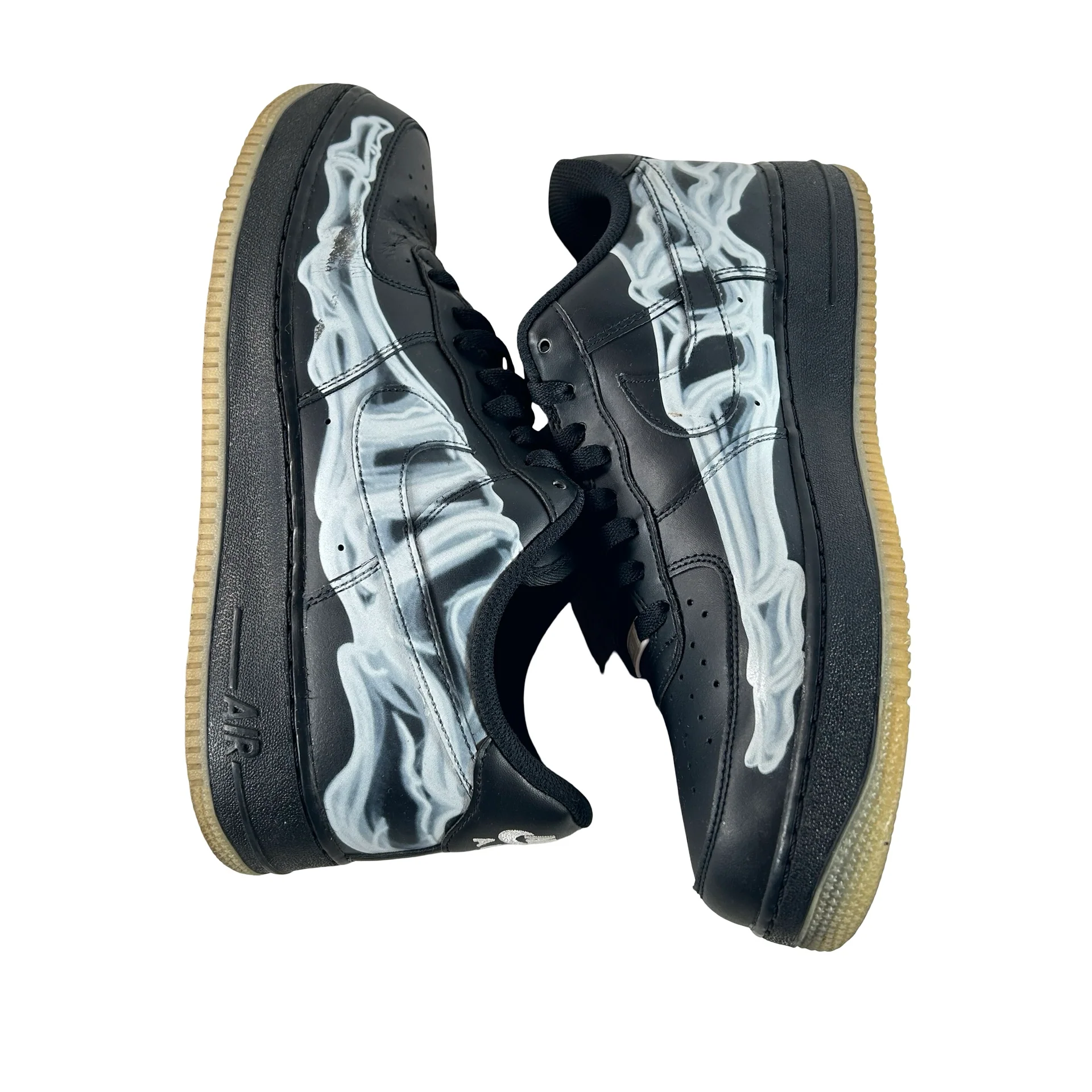 BQ7541 001 Nike Air Force 1 Low Black Skeleton Halloween (2019) [USED] - 12 M (Used) - Image 4