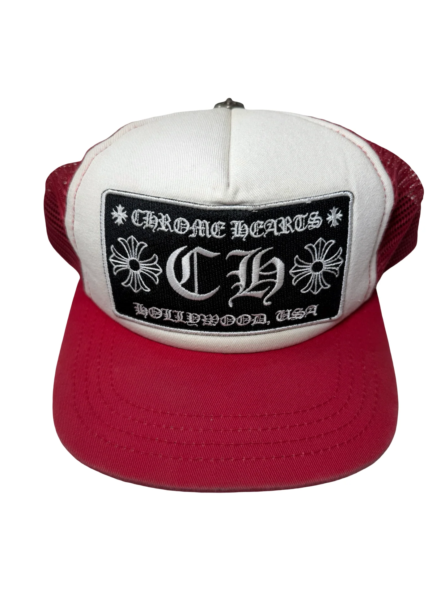 Chrome Hearts CH Hollywood Trucker Hat Red/White [USED] - Image 2