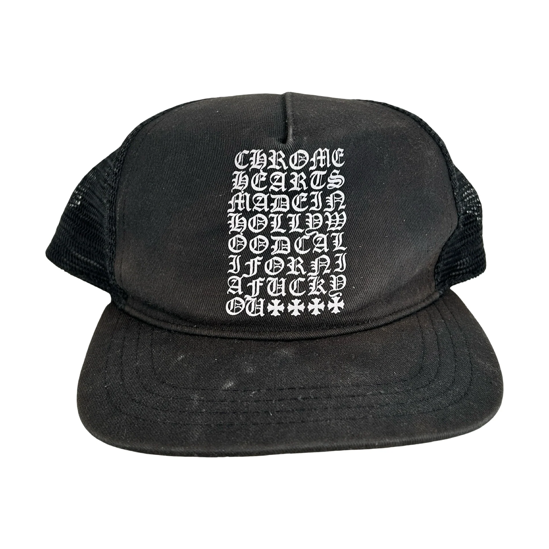 Chrome Hearts Eye Chart Made in Hollywood Trucker Hat Black [USED] - Image 3