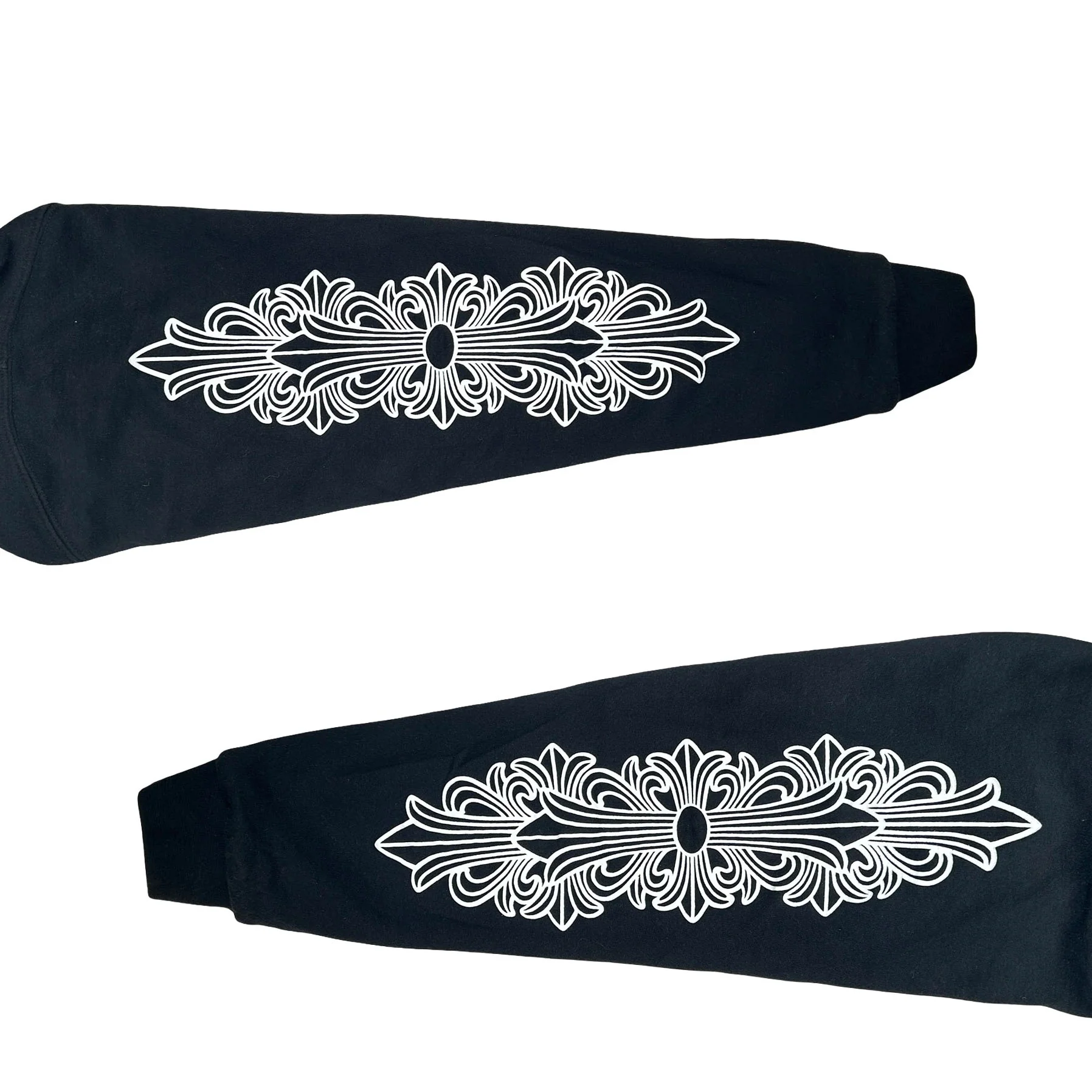 Chrome Hearts Horseshoe Floral Cross Sleeve Thermal Lined Zip Up Hoodie Black/White [USED] - S (Used) - Image 3