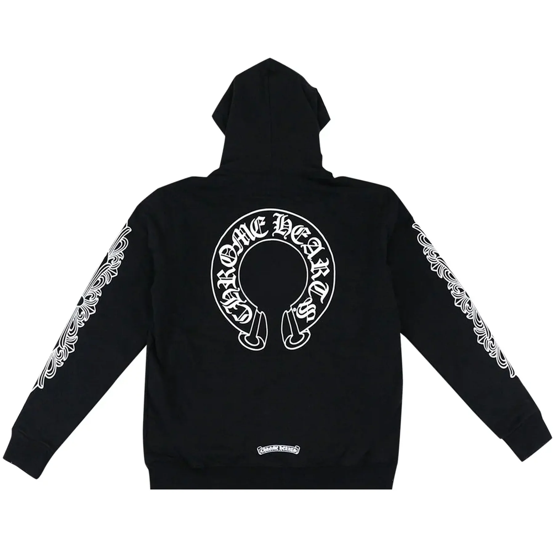 Chrome Hearts Horseshoe Floral Cross Sleeve Zip Up Hoodie Black/White [USED] - XL (Used) - Image 2