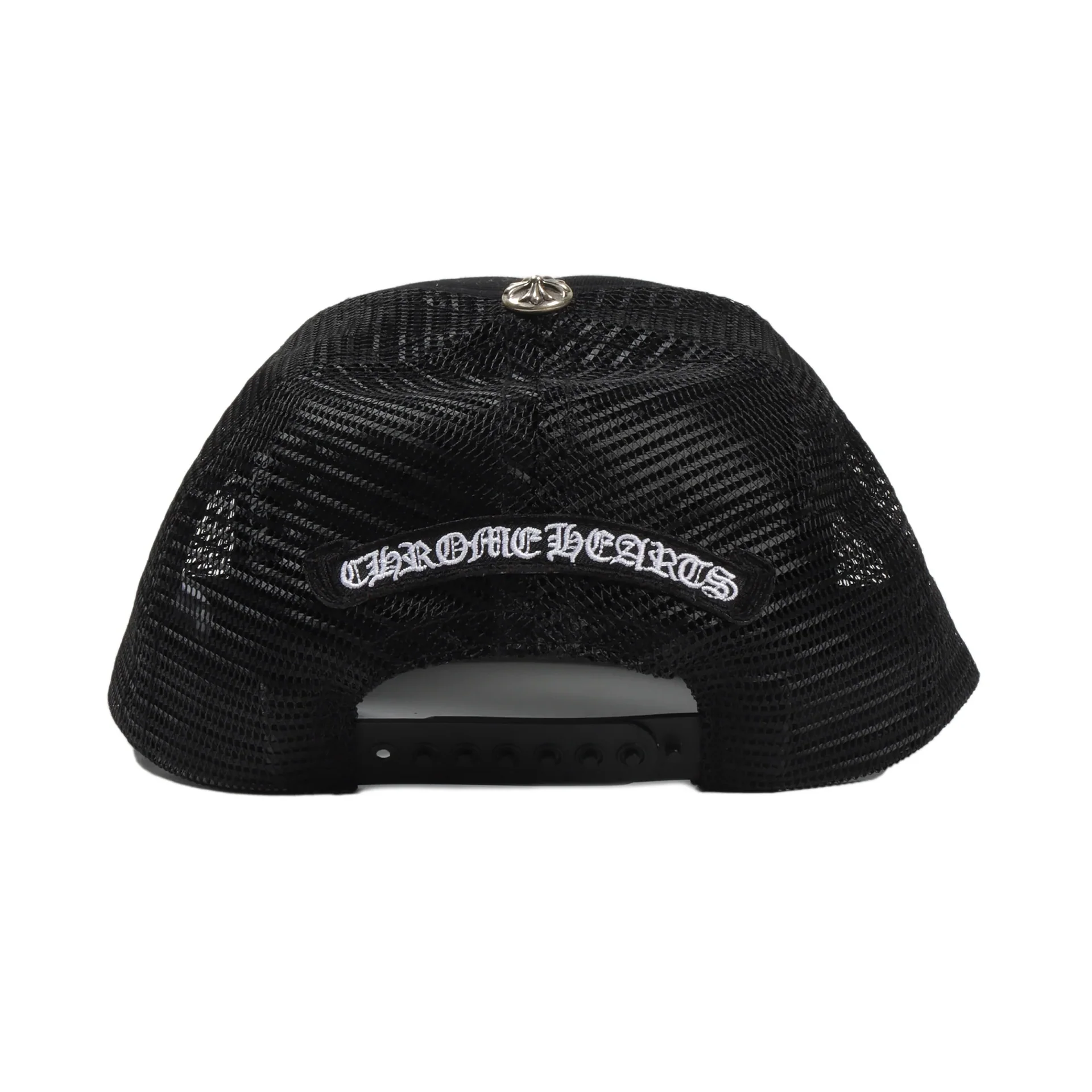 Chrome Hearts Matty Boy Leather Chomper Logo Patch Trucker Hat Black Red [USED] - Image 2