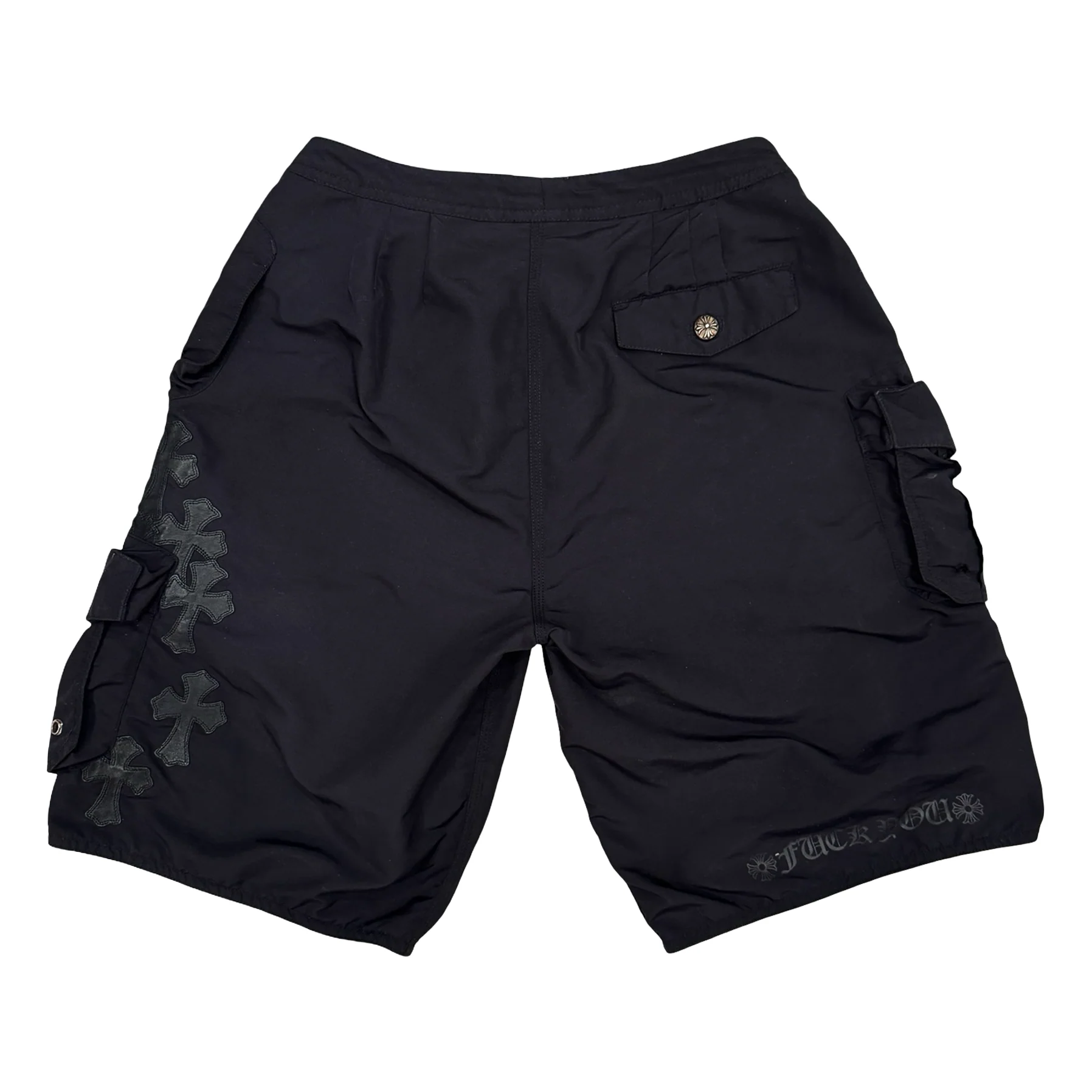 Chrome Hearts Multi Cross Patch Black Nylon Cargo Shorts [USED] - 31 (Used) - Image 2