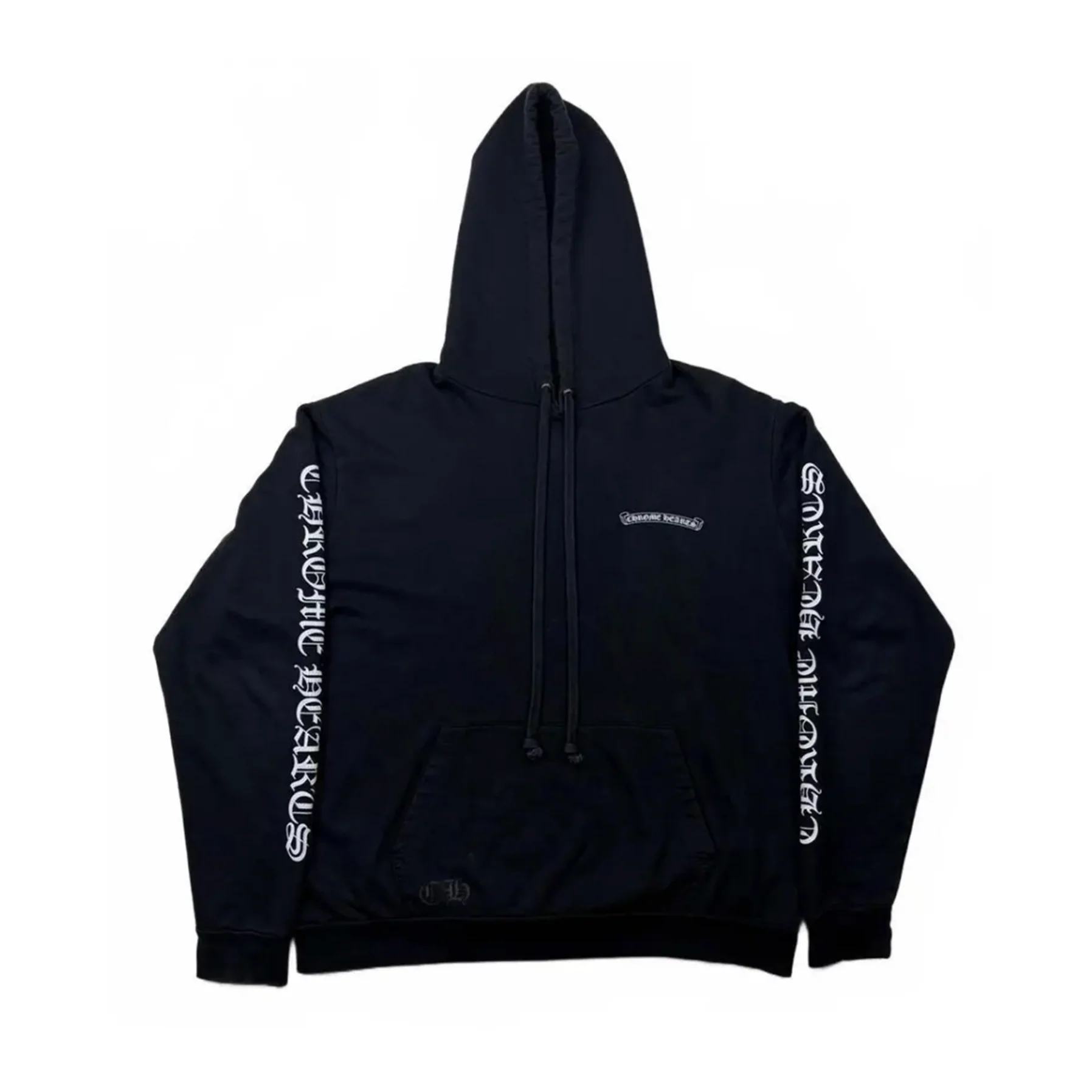 Chrome Hearts Scroll Logo Pullover Hoodie Black / White [USED] - L (Used) - Image 2