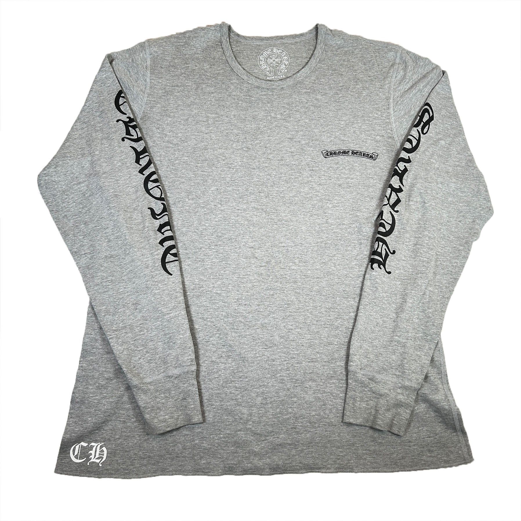 Chrome Hearts Scroll Sleeve Waffle Thermal Tee Grey [USED] - XXL (Used)