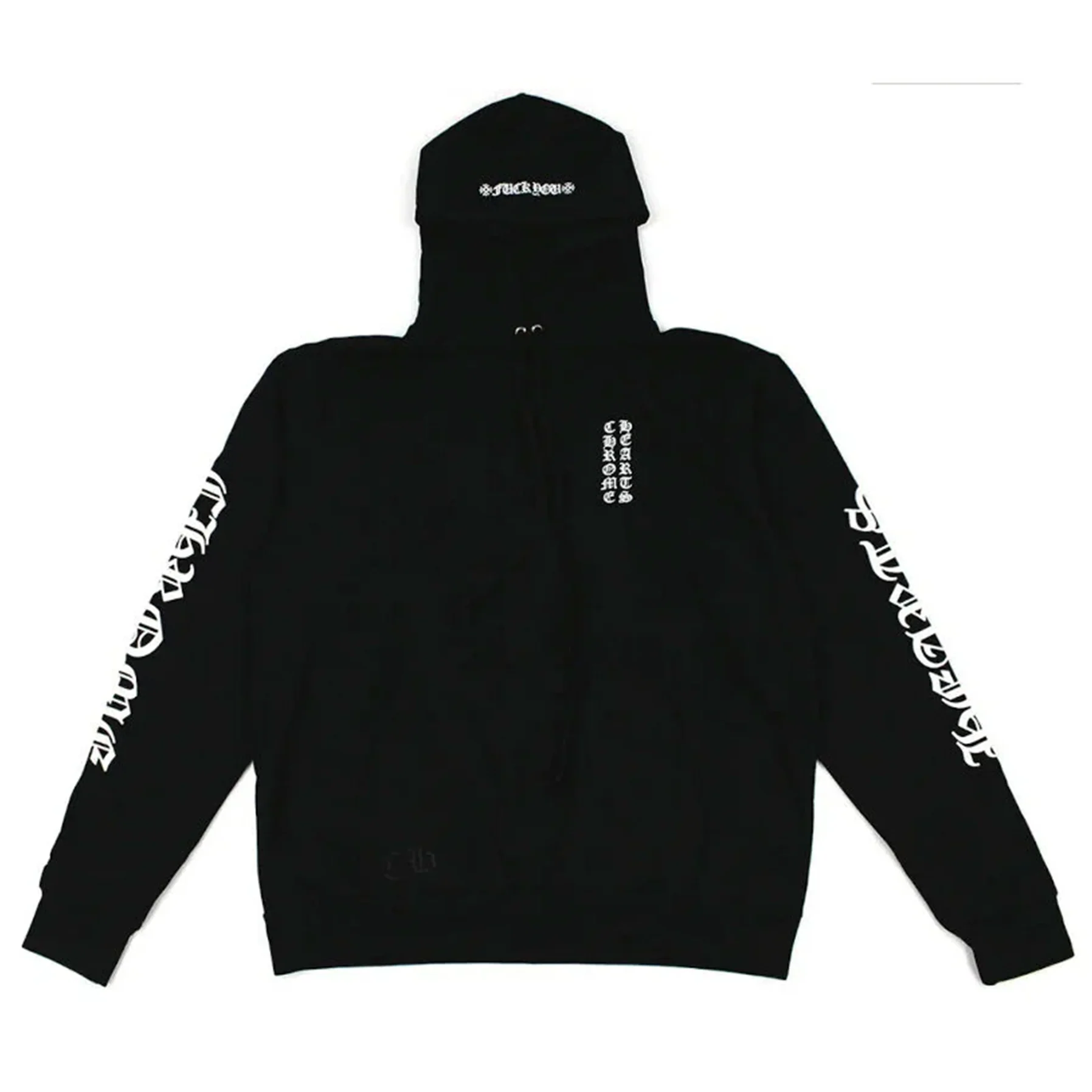 Chrome Hearts Vertical Logo Fuck You Hoodie Black / White [USED] - L (Used)
