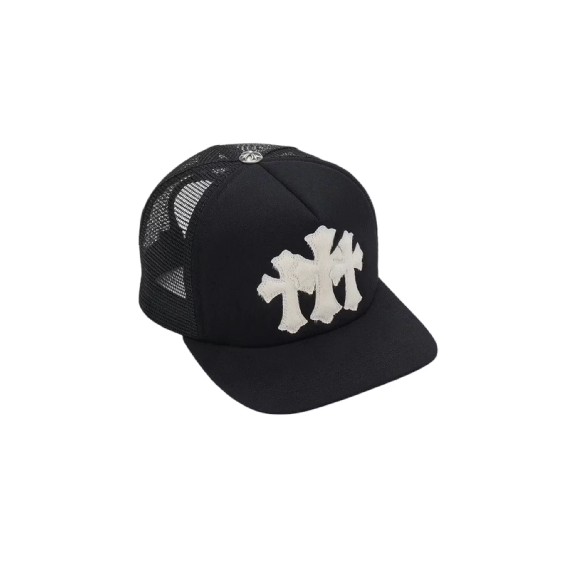 Chrome Hearts White Cemetary Cross (Pony Hair) CH Trucker Hat Black - Image 2
