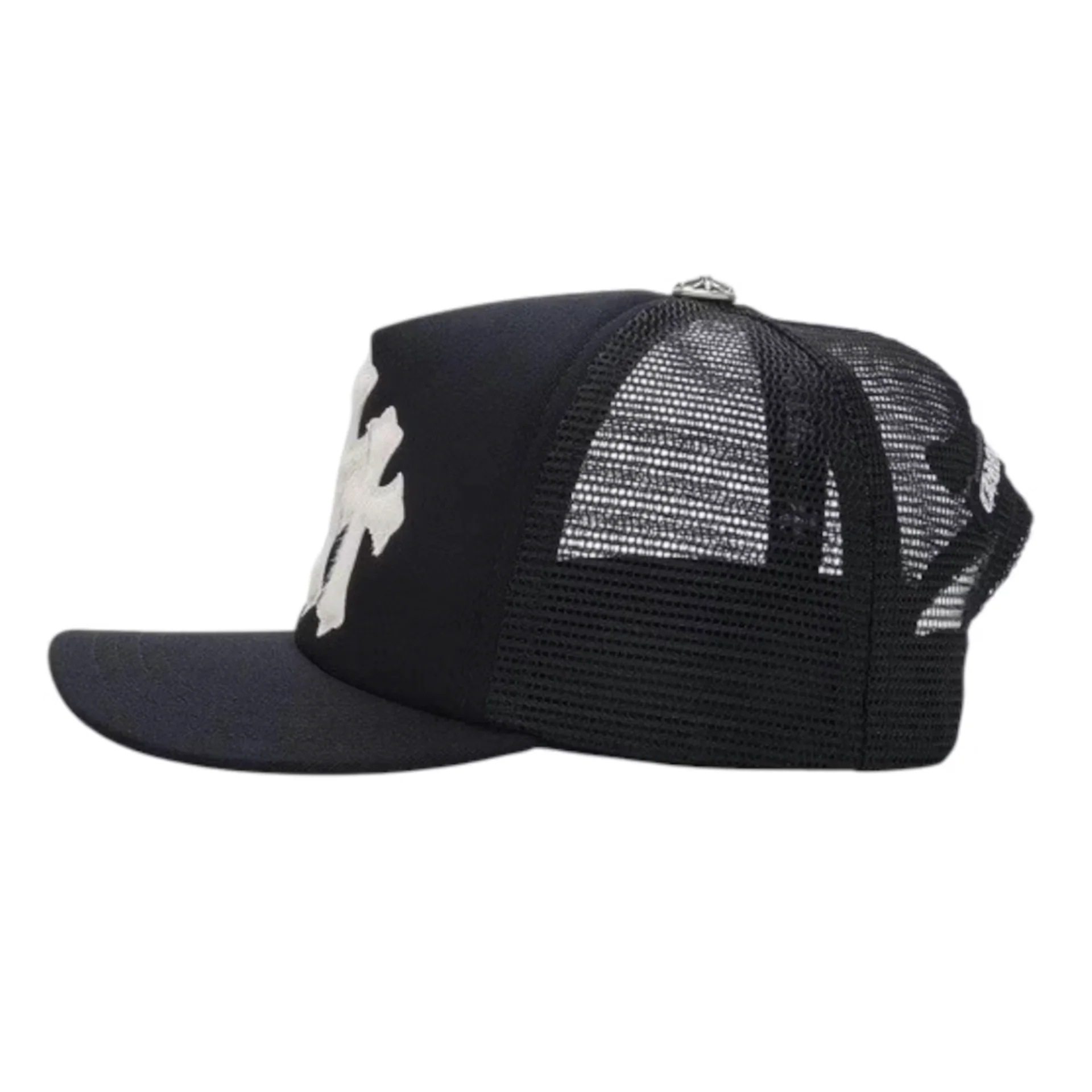 Chrome Hearts White Cemetary Cross (Pony Hair) CH Trucker Hat Black - Image 3